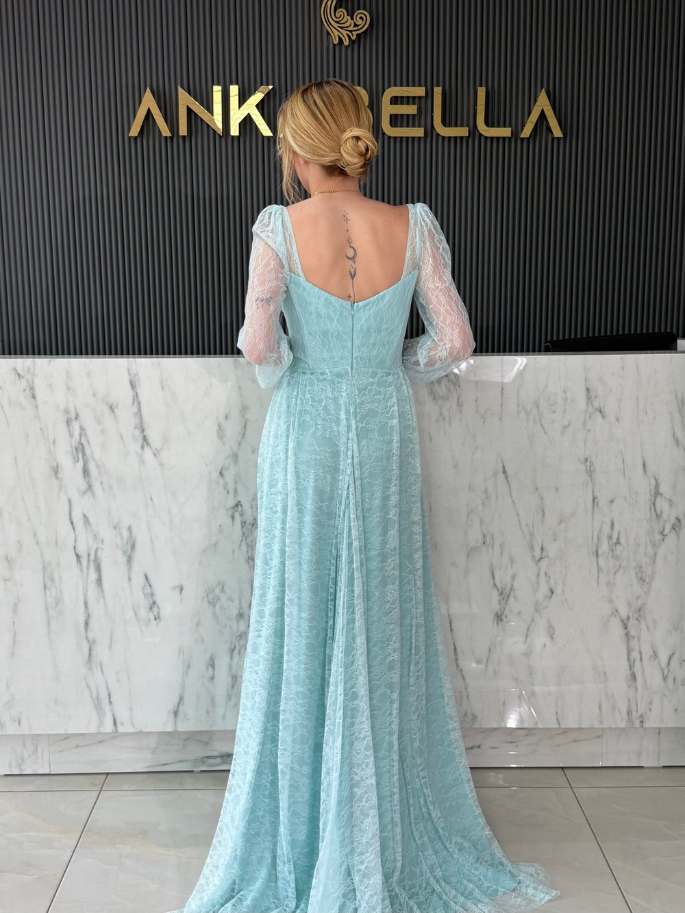 Su Yeşili Gotik Abiye
