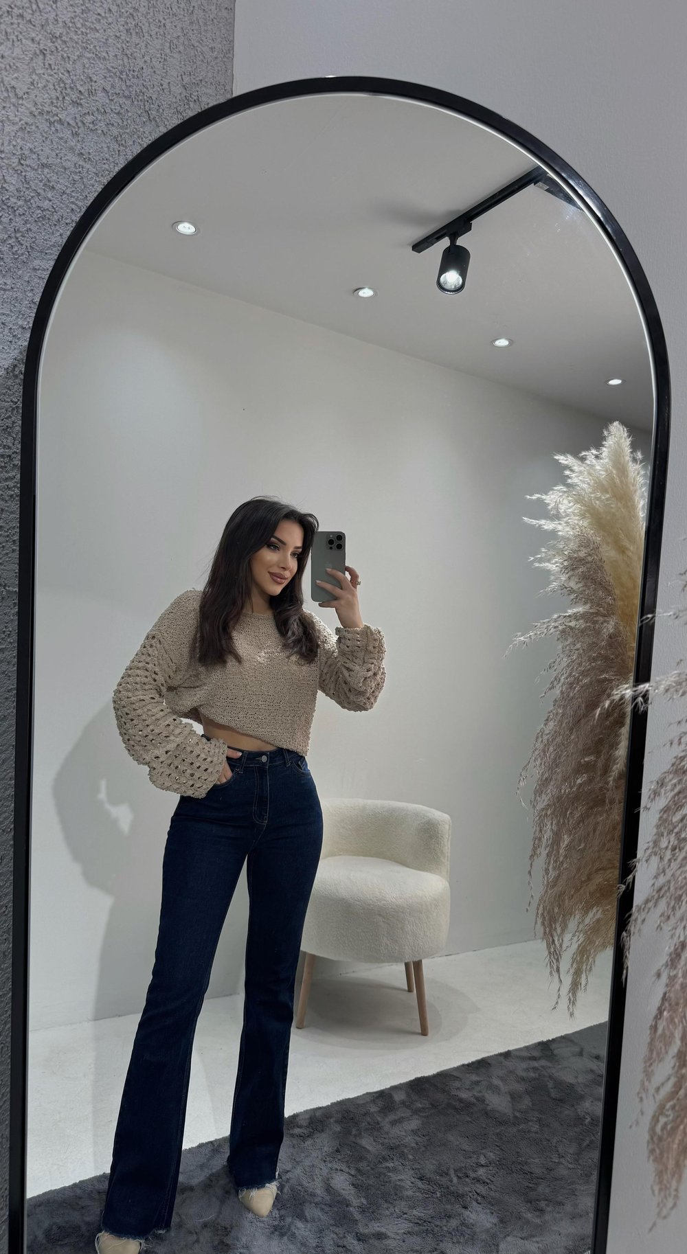 Kadın Bohem Ajurlu Bluz – Bürümcük Triko Model Bej