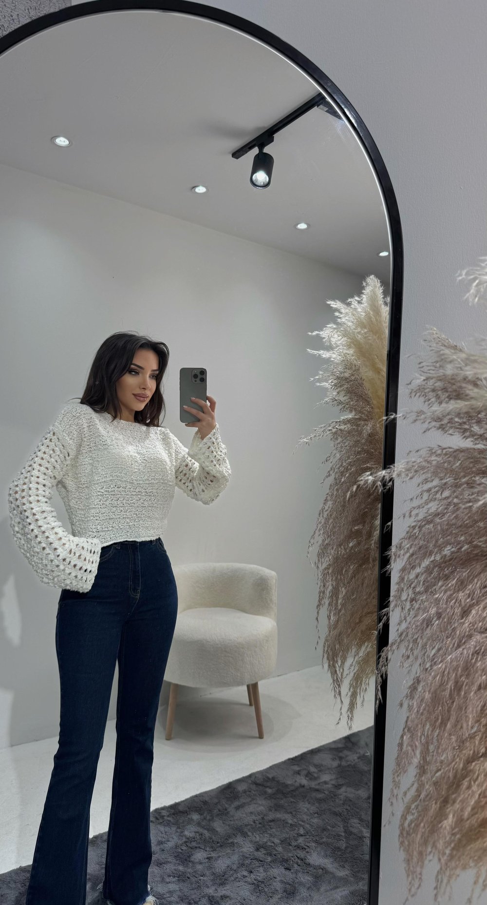 Kadın Bohem Ajurlu Bluz – Bürümcük Triko Model Beyaz