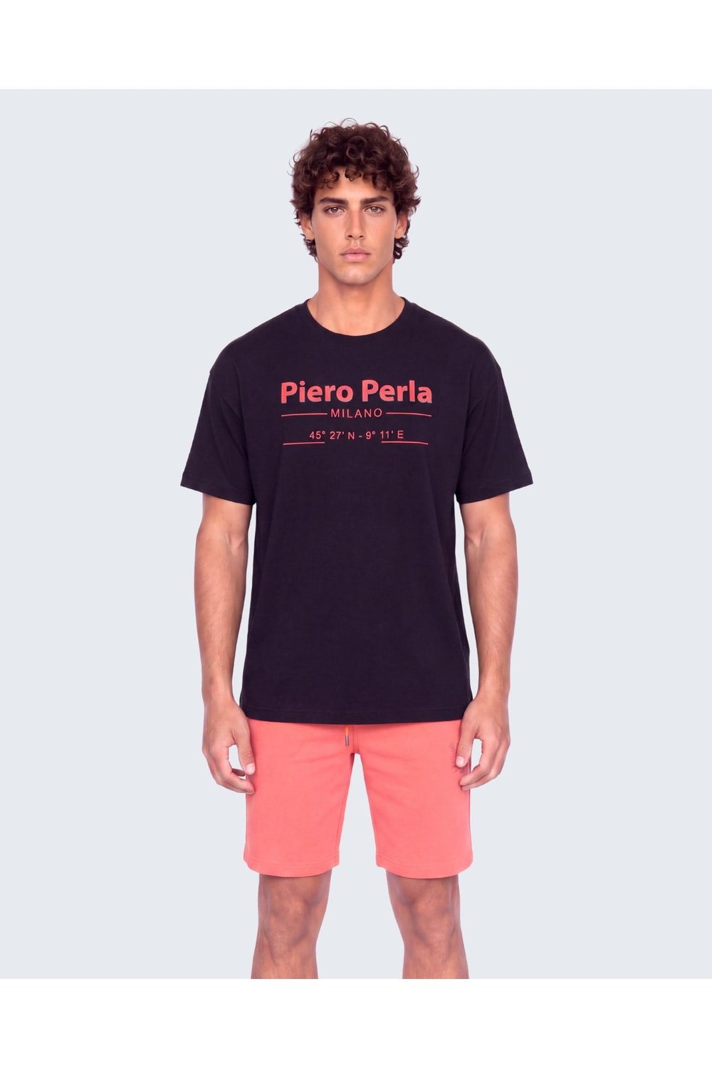 Erkek Bisiklet Yaka Milano Koordinat Baskı Detaylı Oversize Fit T-Shirt
