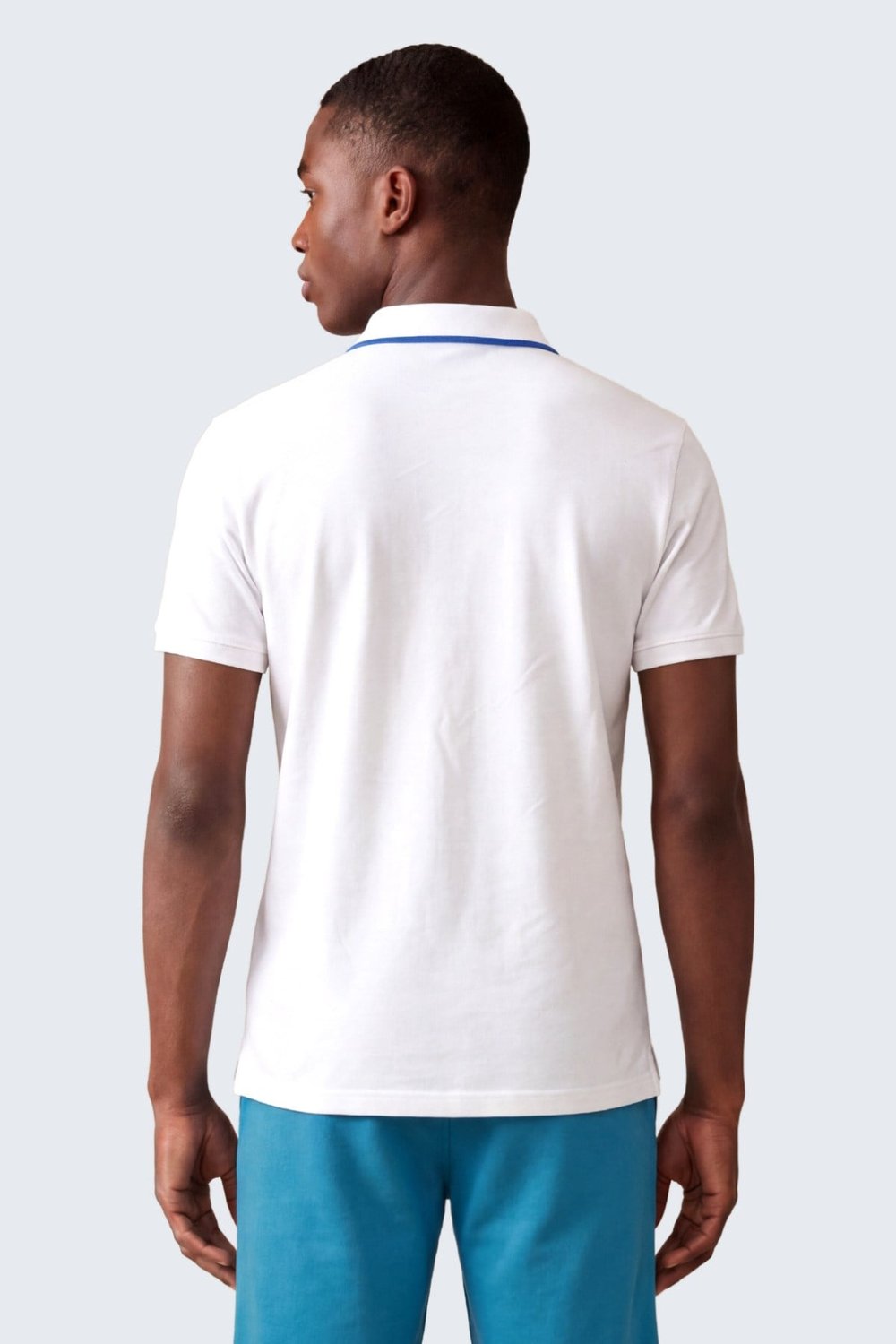Erkek Eva Nakış Detaylı Ayaksız Triko Yaka Slim Fit Kıvrılmaz Yaka Polo T-Shirt