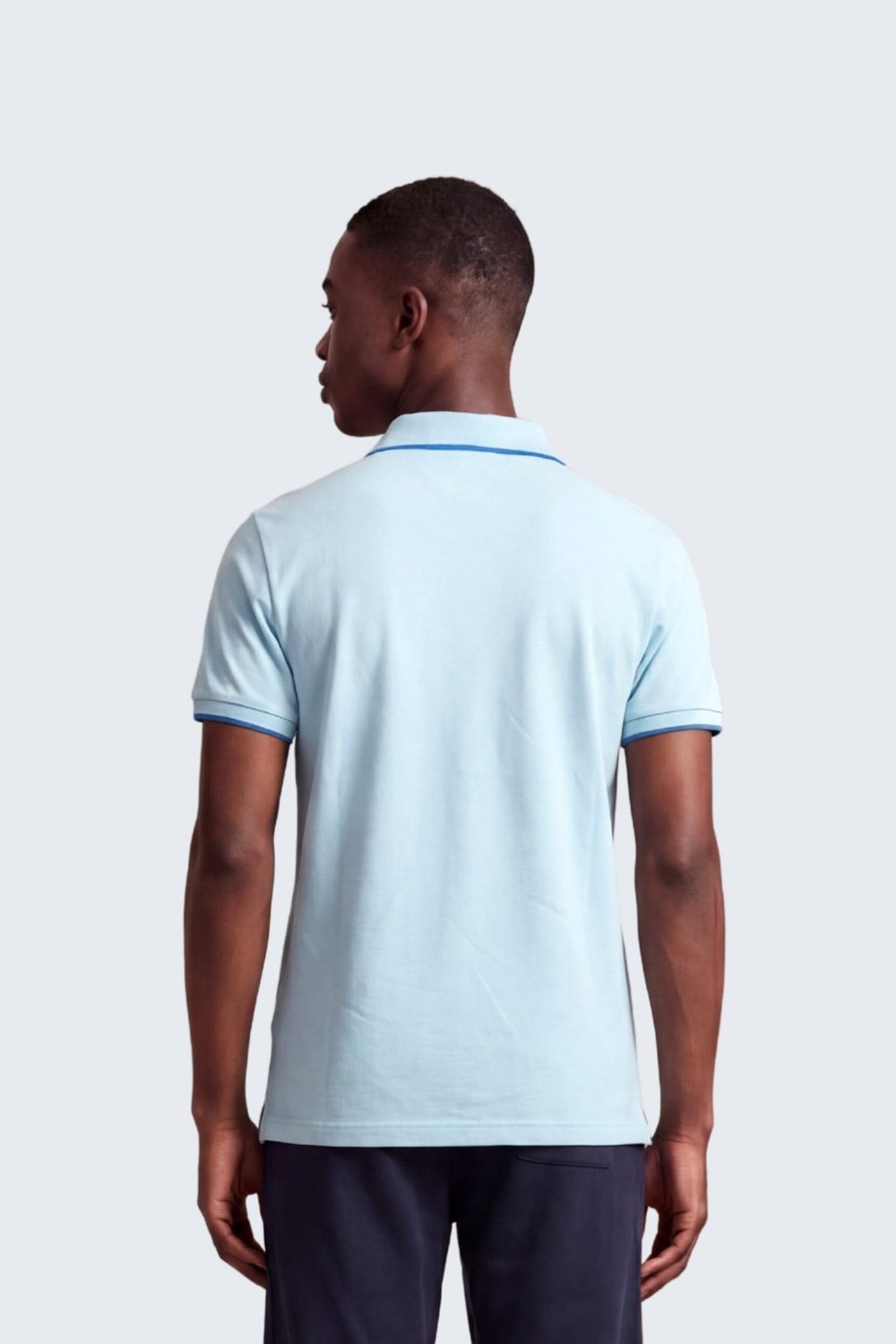 Erkek Eva Nakış Detaylı Ayaksız Triko Yaka Slim Fit Kıvrılmaz Yaka Polo T-Shirt