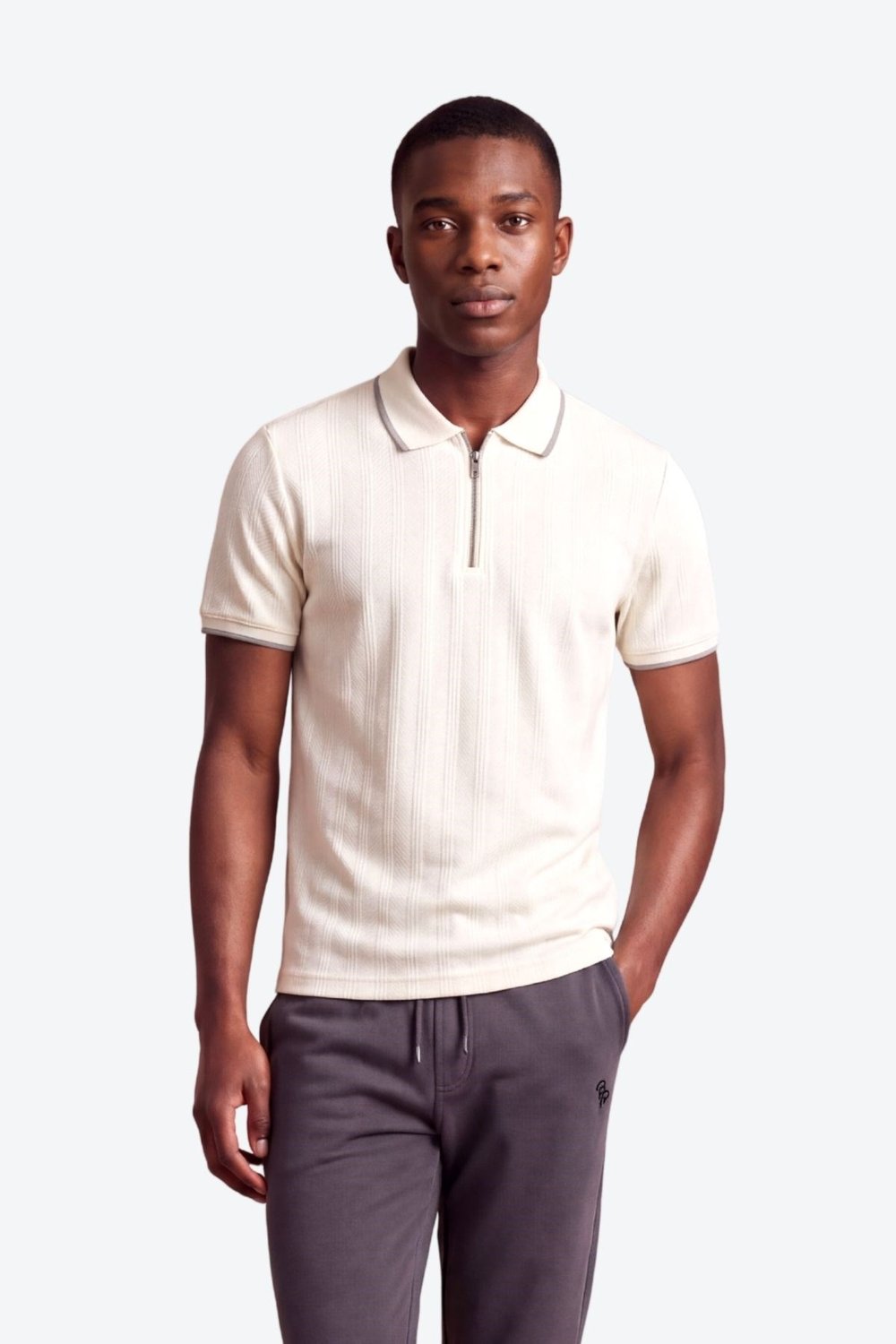 Erkek Fermuar Detaylı Slim Fit Polo Yaka T-Shirt