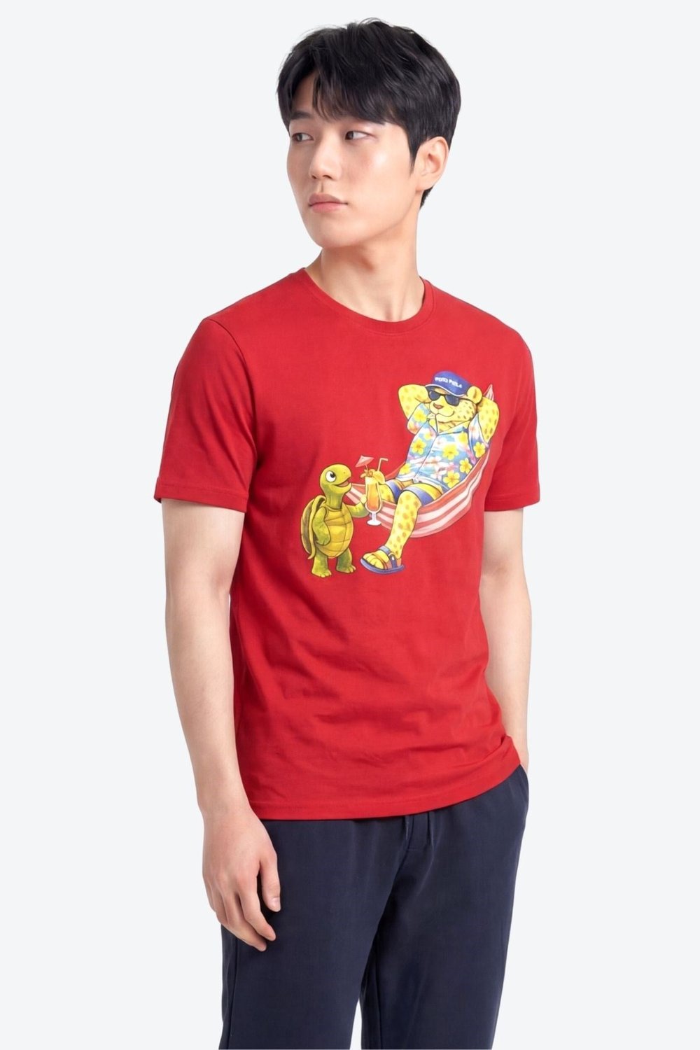 Jaguar Baskı Detaylı Bisiklet Yaka Regular Fit Erkek Kırmızı T-Shirt