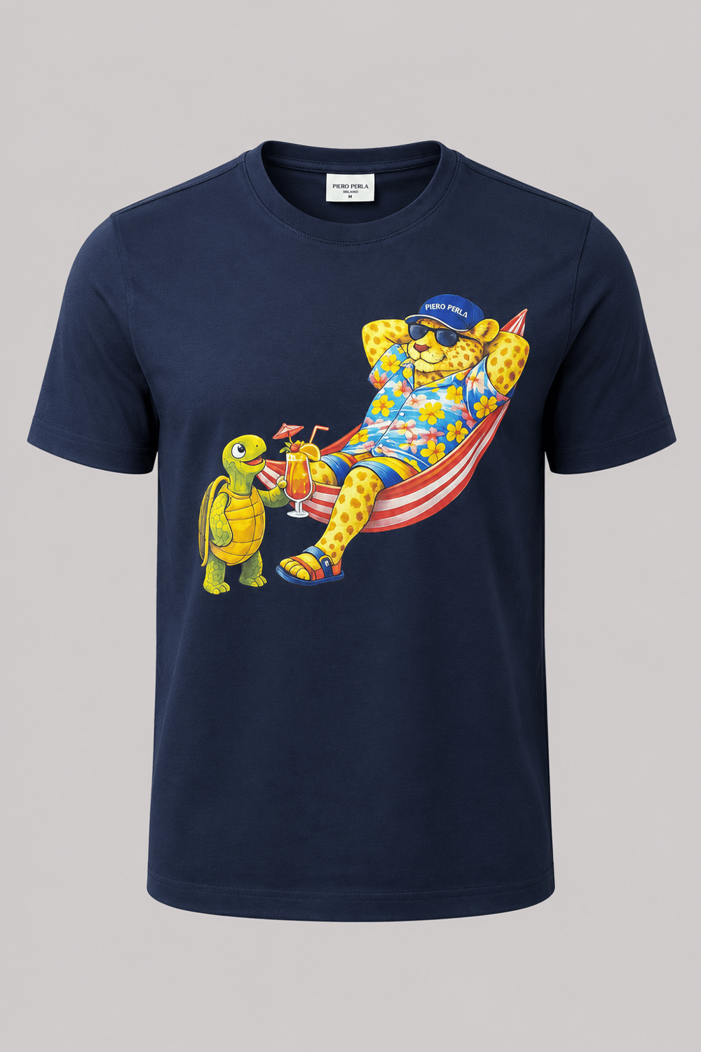 Jaguar Baskı Detaylı Bisiklet Yaka Regular Fit Erkek Lacivert T-Shirt