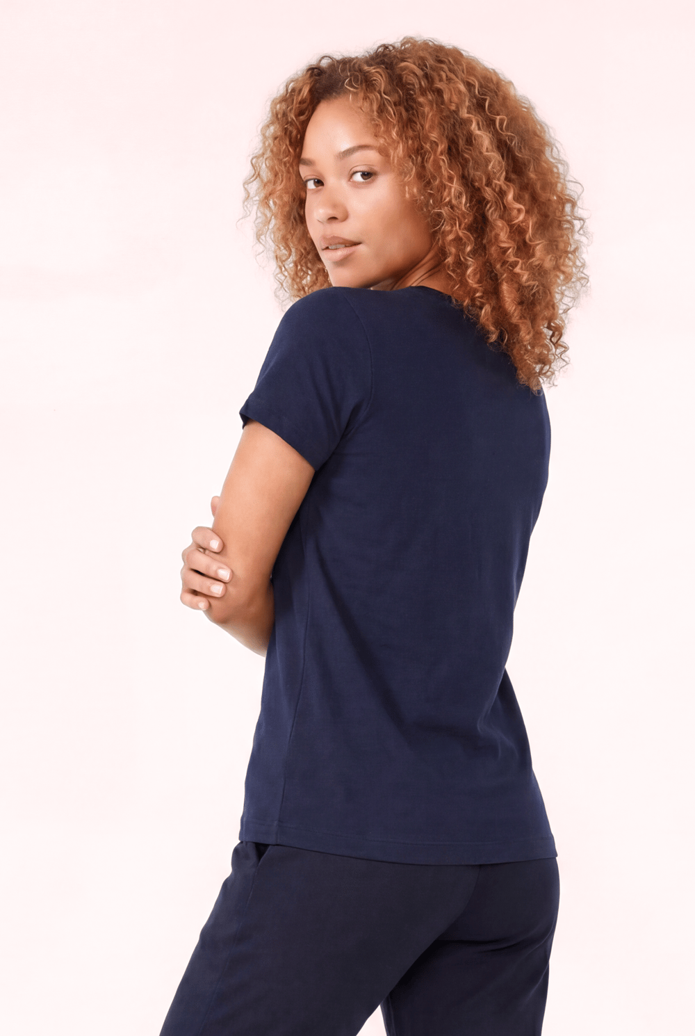 Jaguar Baskı Detaylı Bisiklet Yaka Slim Fit Kadın Lacivert T-Shirt
