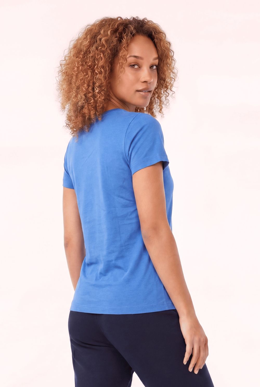 Jaguar Baskı Detaylı Bisiklet Yaka Slim Fit Kadın Mavi T-Shirt