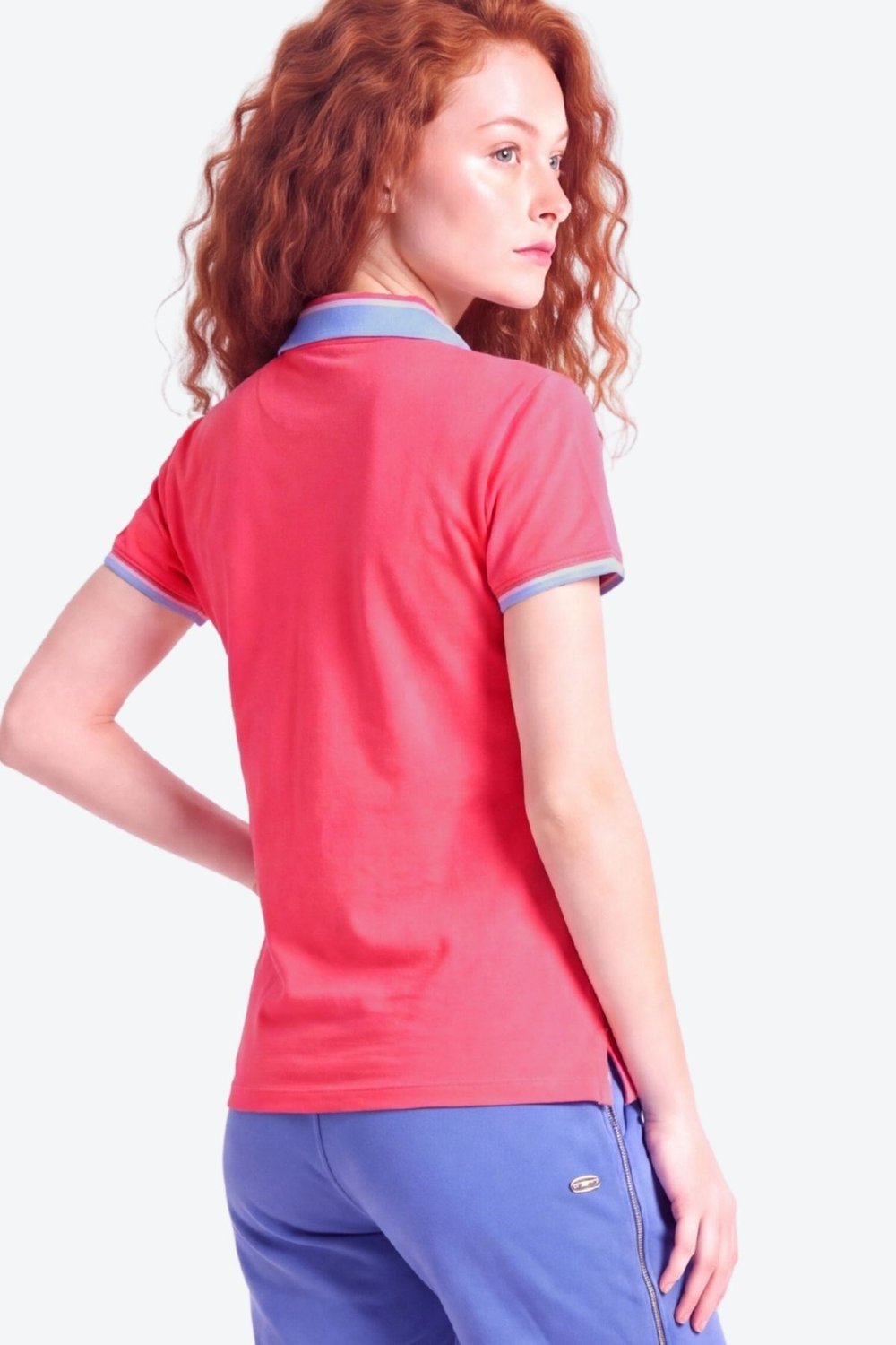 Kadın PP Eva Nakış Detaylı Ayaksız Yaka Slim Fit Polo Yaka T-Shirt