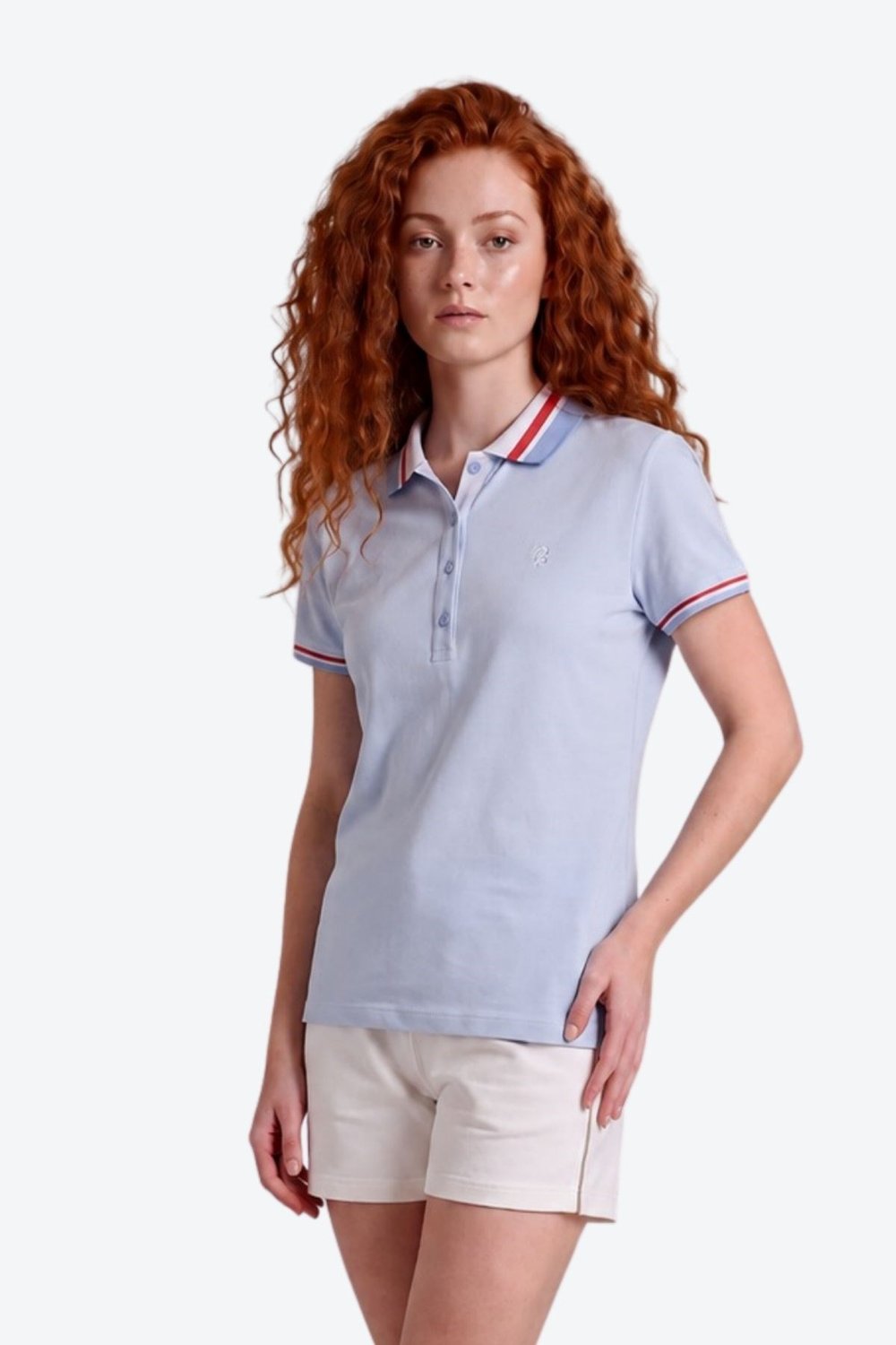 Kadın PP Eva Nakış Detaylı Ayaksız Yaka Slim Fit Polo Yaka T-Shirt