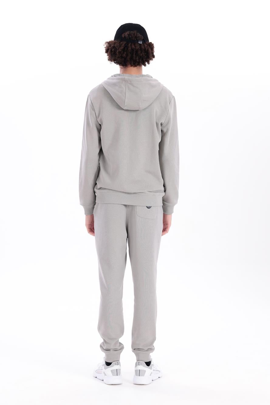 Hooded Regular Fit Zip-Up Light Gray Cardigan