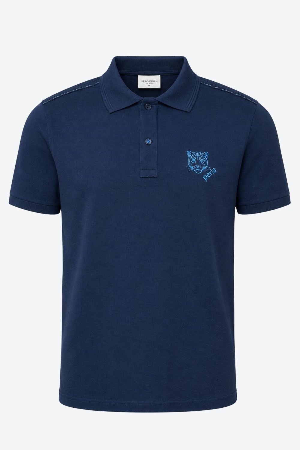 Kontür Jaguar Nakış Detaylı Slim Fit Erkek Polo Yaka Lacivert T-Shirt
