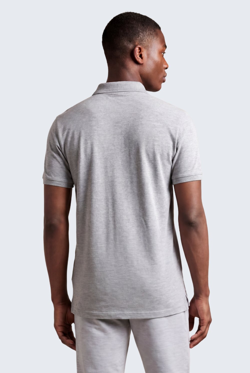 Kontür Jaguar Nakış Detaylı Slim Fit Erkek Polo Yaka Gri Melanj T-Shirt