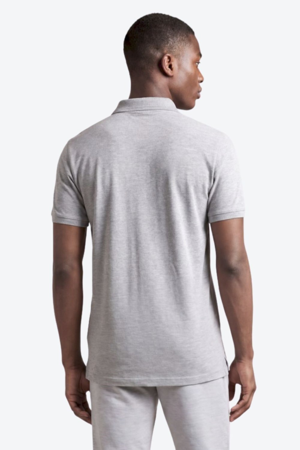 Kontür Jaguar Nakış Detaylı Slim Fit Erkek Polo Yaka Gri Melanj T-Shirt