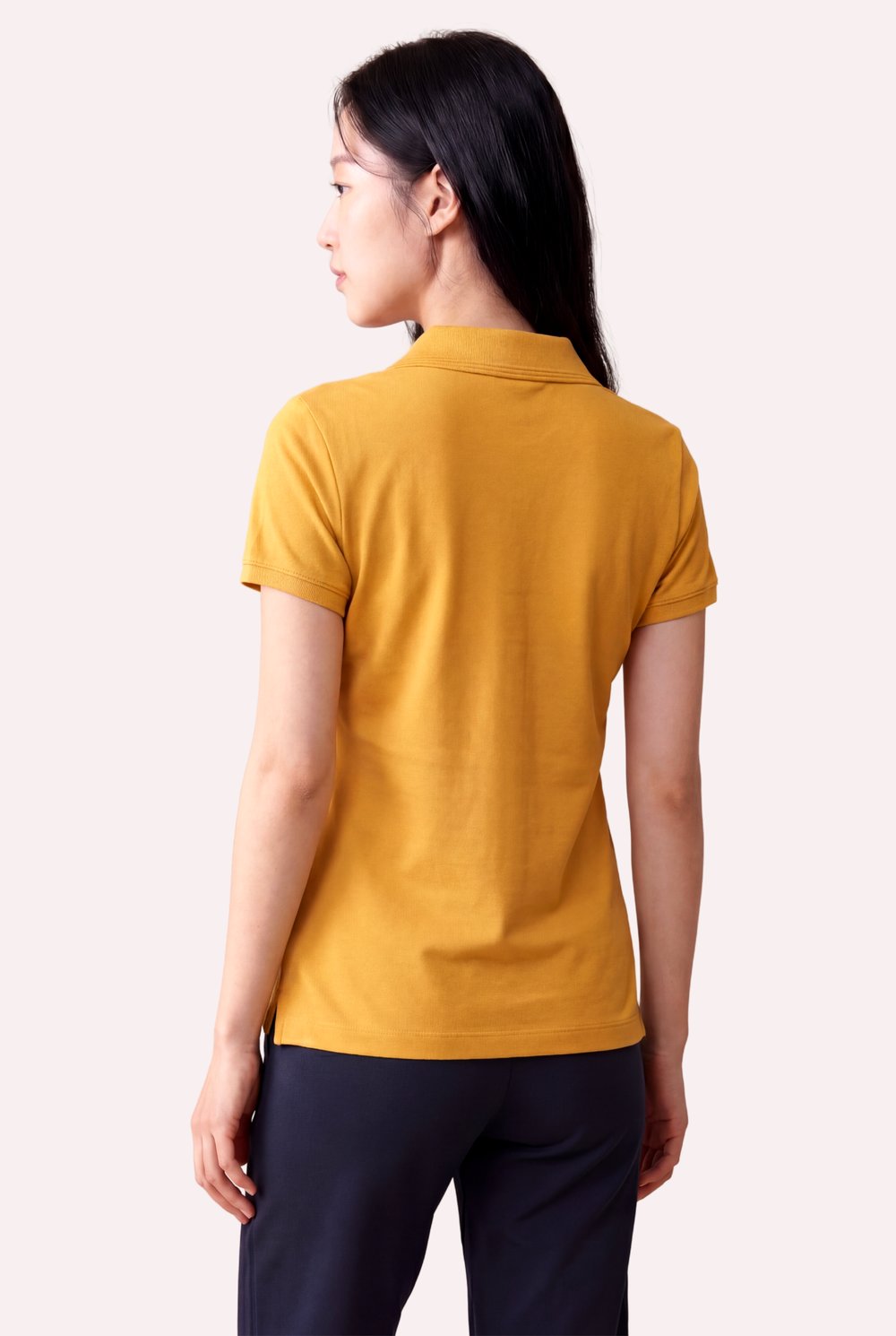 Kontür Jaguar Nakış Detaylı Slim Fit Kadın Hardal Polo Yaka T-Shirt