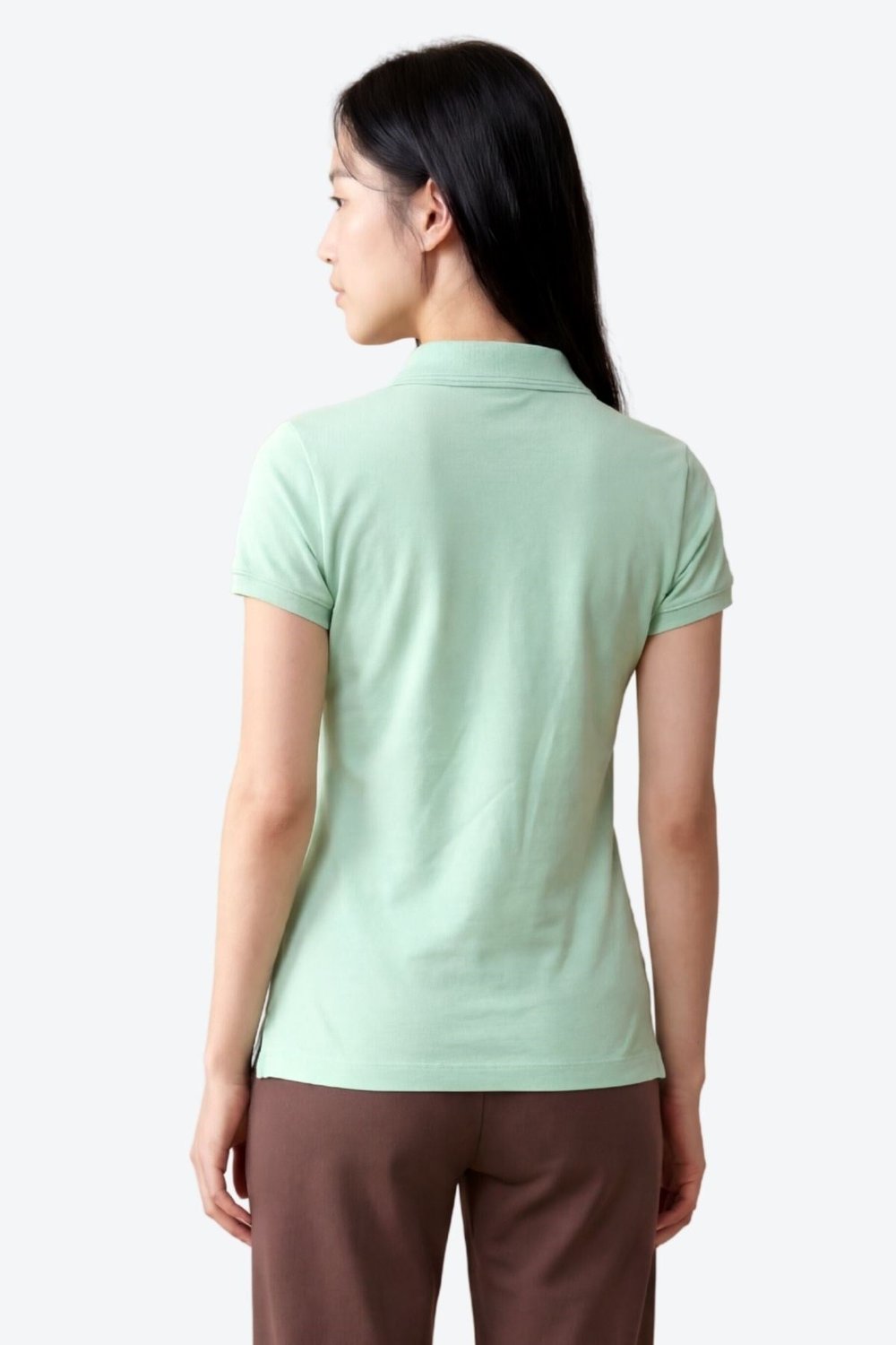 Kontür Jaguar Nakış Detaylı Slim Fit Kadın Açık Yeşil Polo Yaka T-Shirt