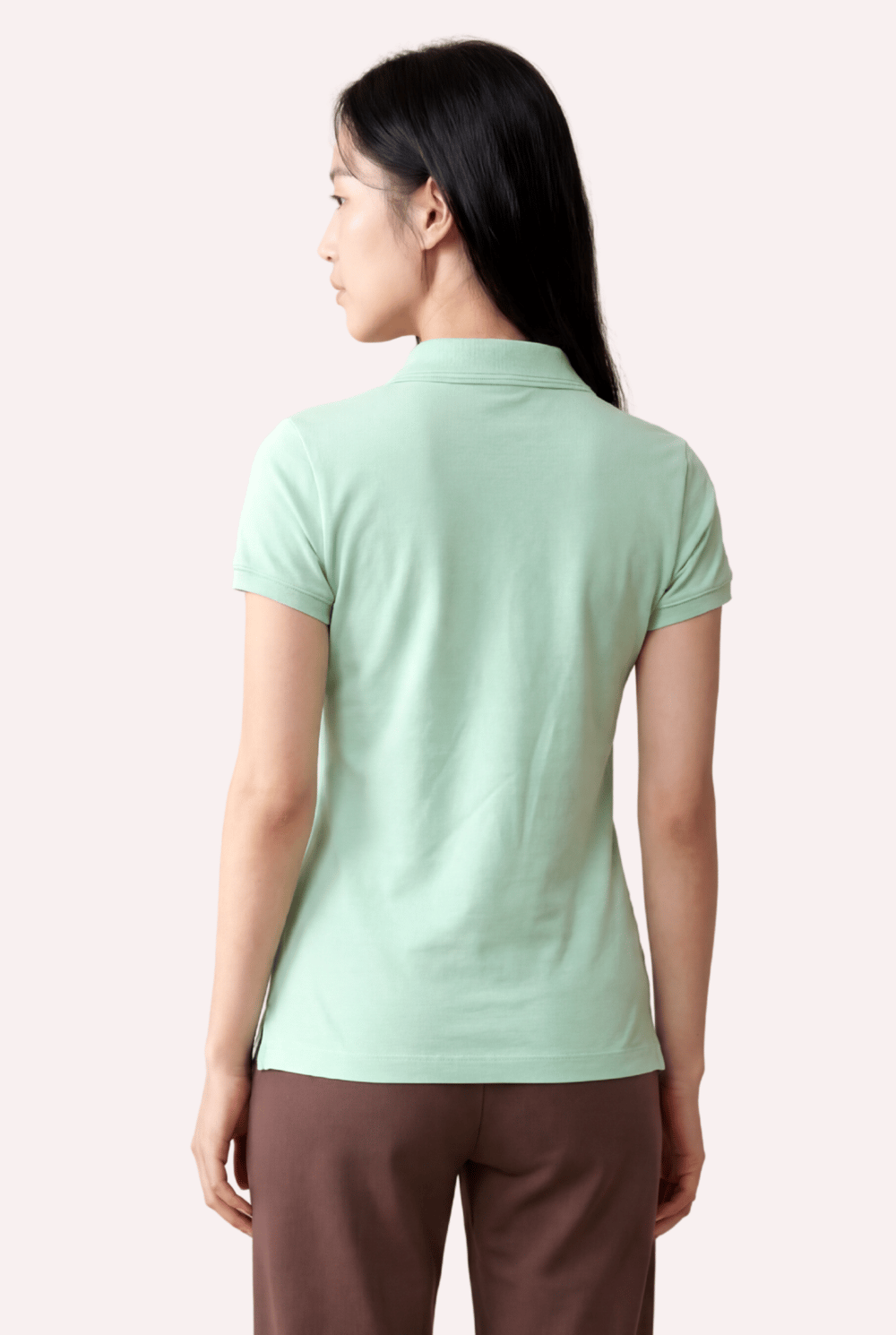 Kontür Jaguar Nakış Detaylı Slim Fit Kadın Açık Yeşil Polo Yaka T-Shirt