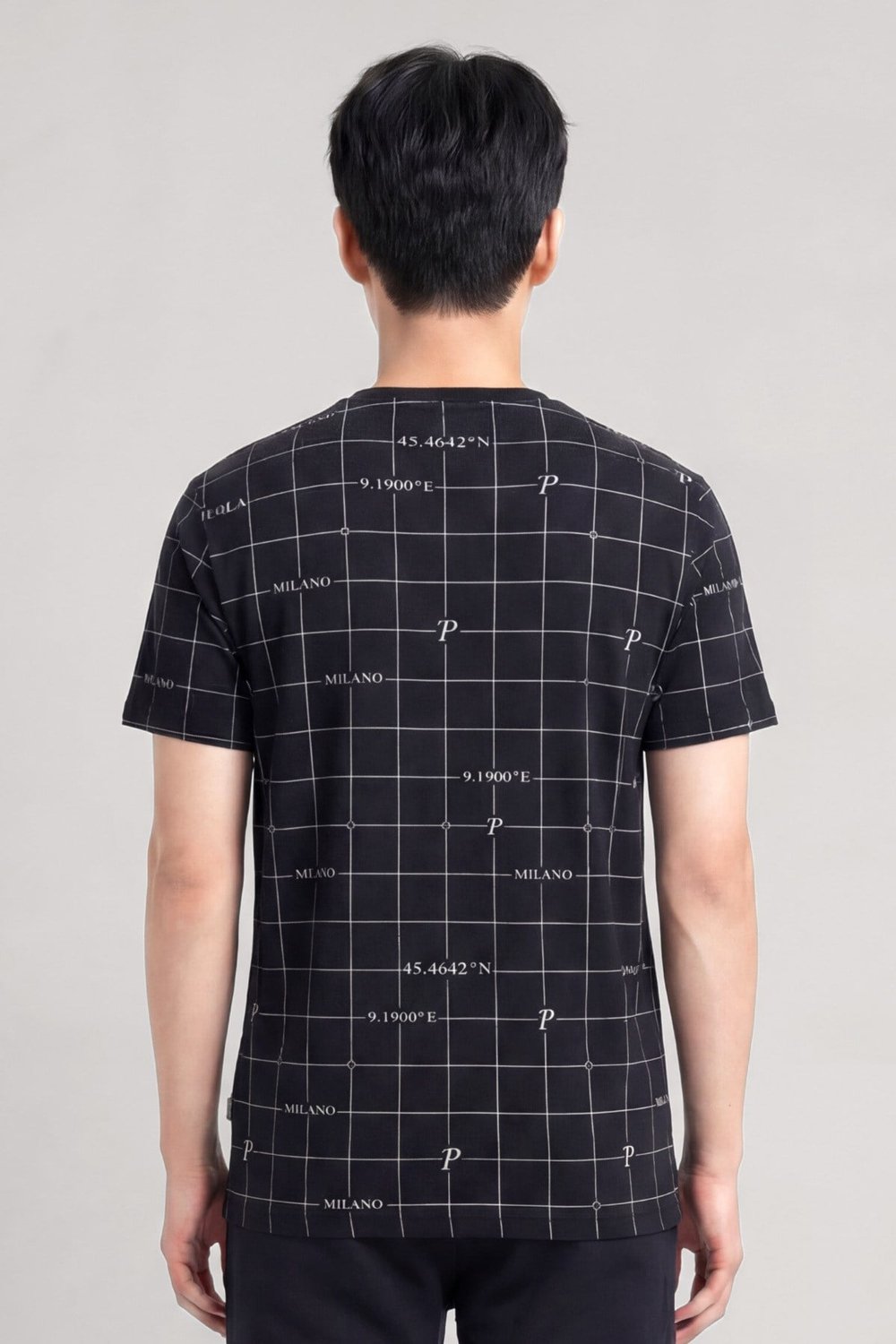 Milano Koordinat Baskı Detaylı,Bisiklet Yaka Slim Fit Erkek T-Shirt