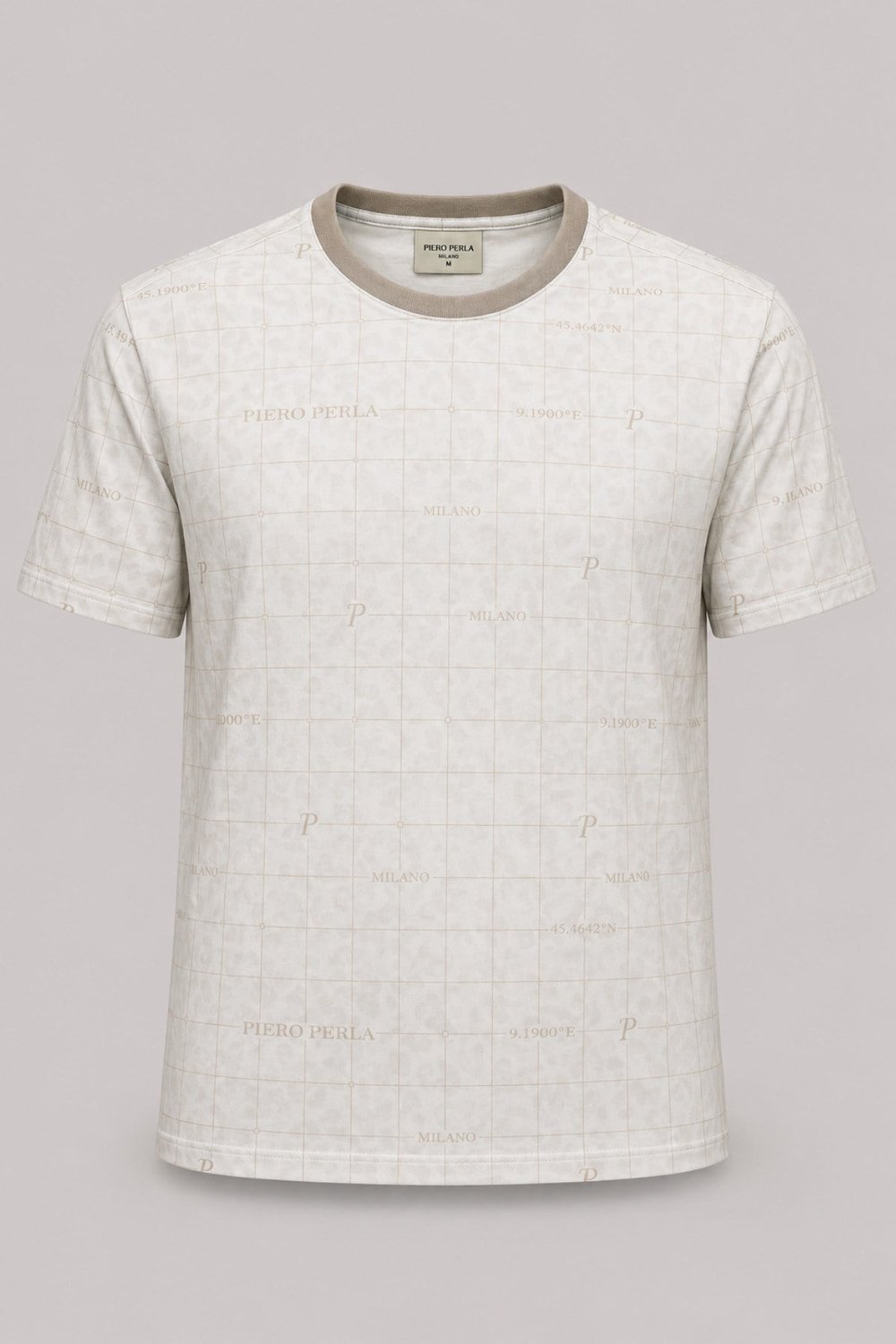 Milano Koordinat Baskı Detaylı,Bisiklet Yaka Slim Fit Erkek T-Shirt