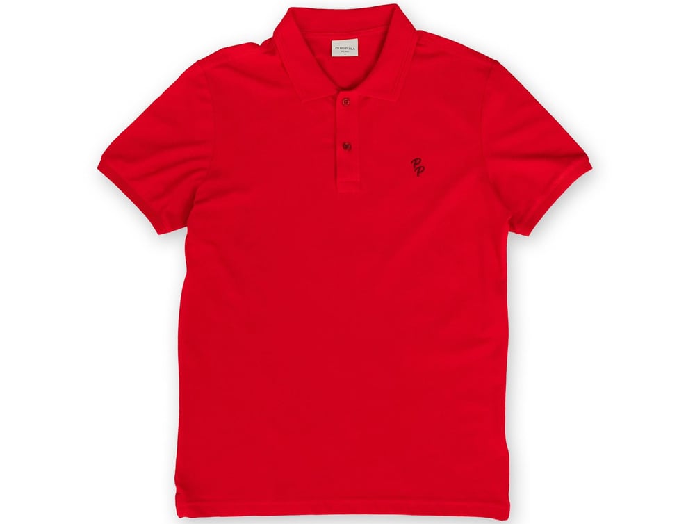 Mens Red Polo Collar Slim Fit Short Sleeve T-Shirt