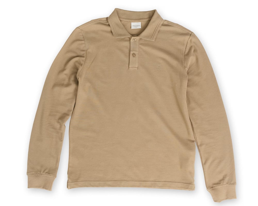 Polo Yaka Slim Fit Uzun Kollu Erkek Haki T-Shirt