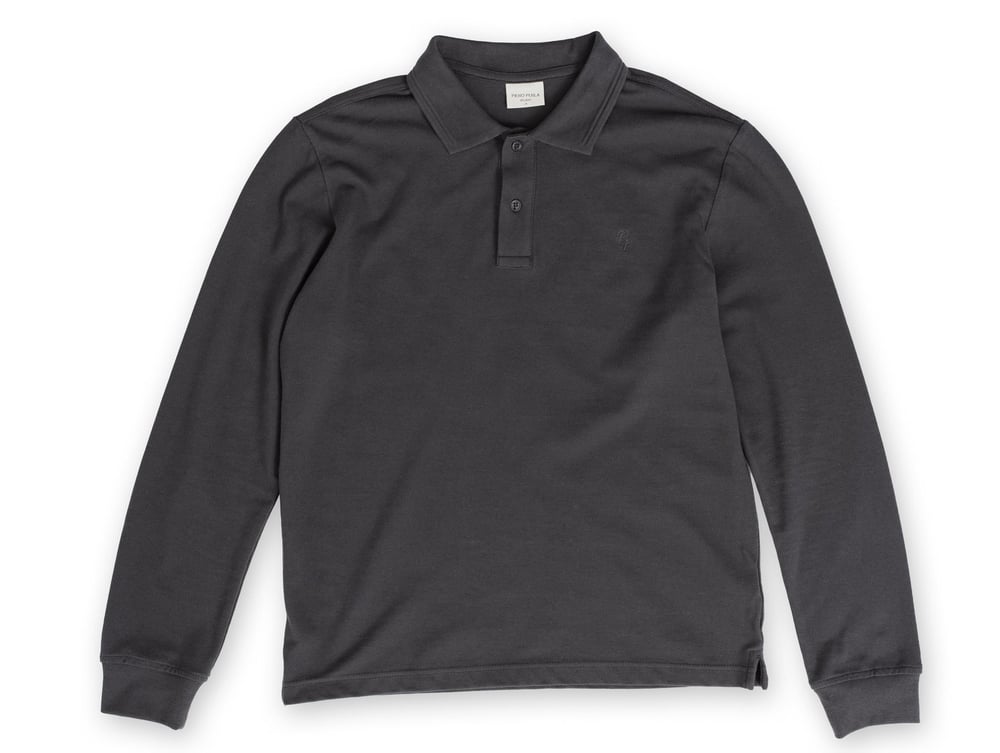 Polo Yaka Slim Fit Uzun Kollu Erkek Antrasit T-Shirt