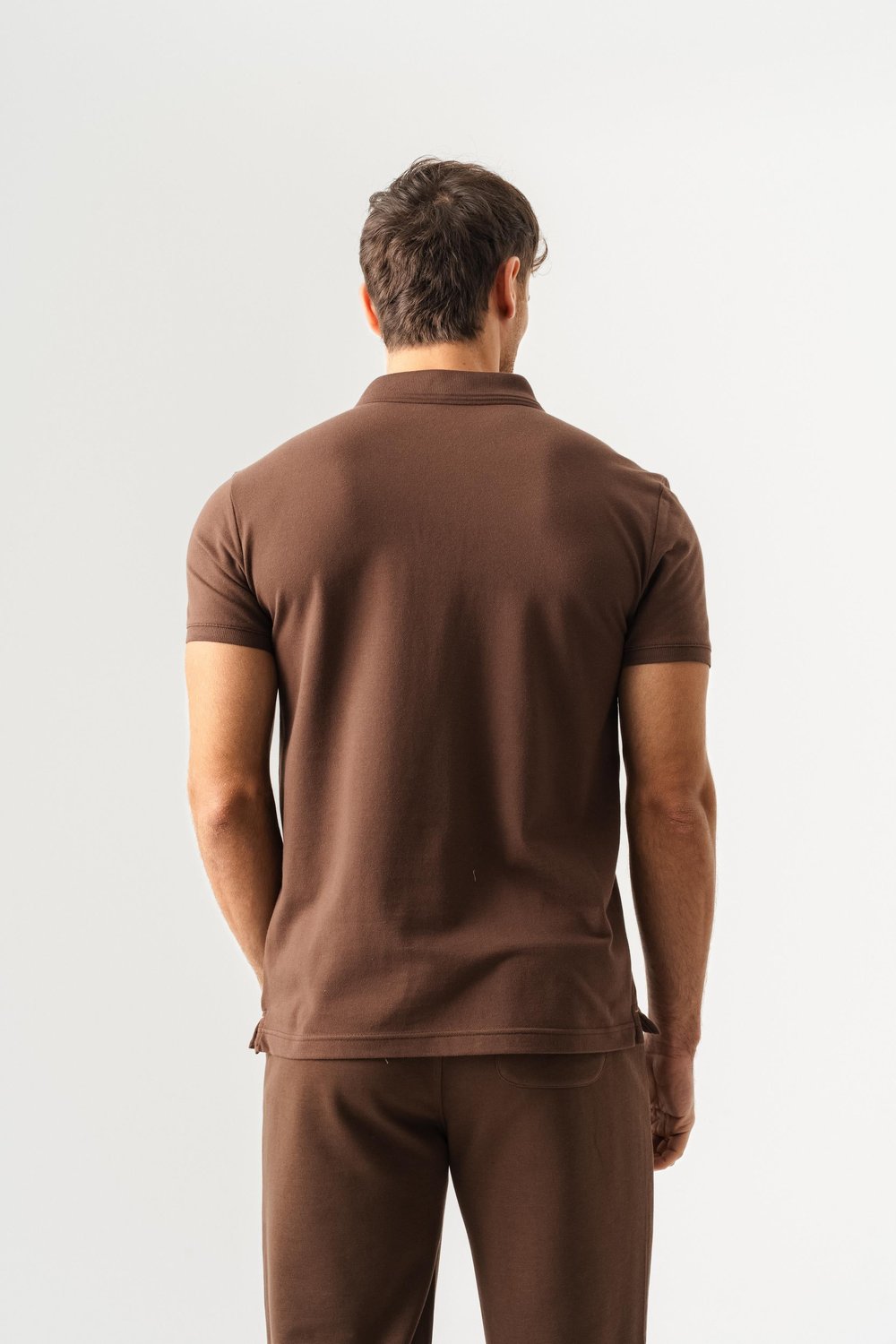 Polo Yaka Slim Fit Kısa Kollu Erkek Taba T-Shirt