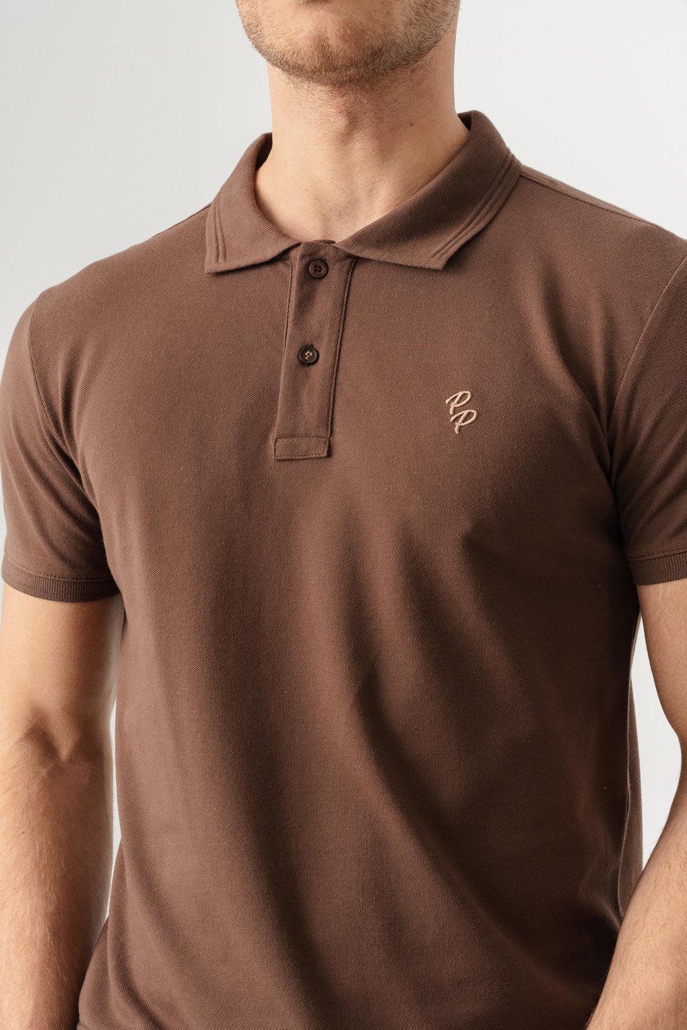 Polo Yaka Slim Fit Kısa Kollu Erkek Taba T-Shirt