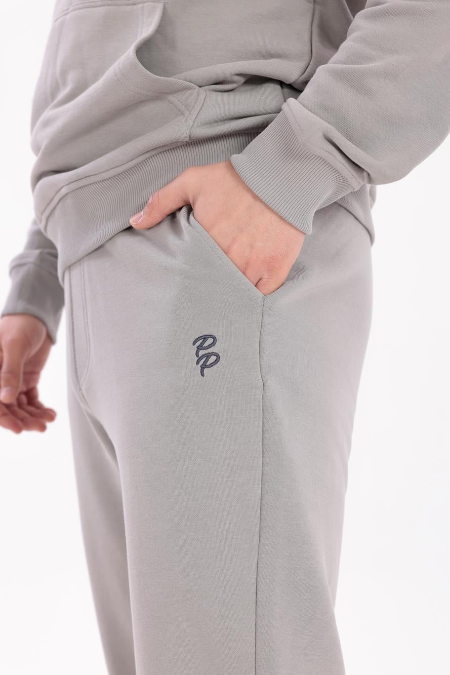 Slim Fit Mens Premium Light Grey Sweatpants with EVA Embroidery Details
