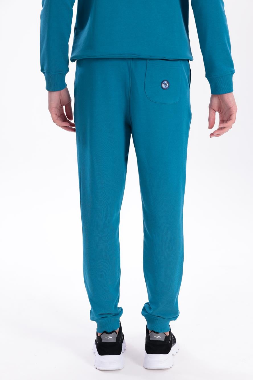 Slim Fit Mens Premium Cobalt Sweatpants with EVA Embroidery Details