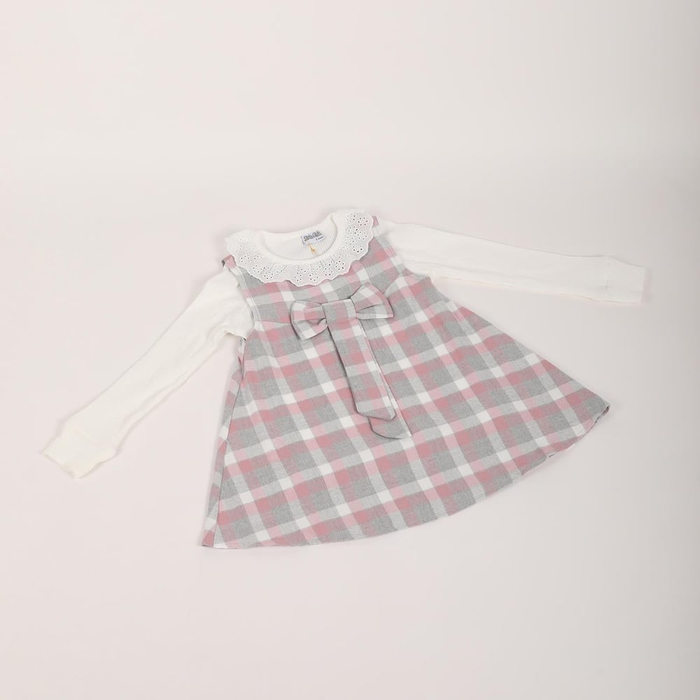 Mimbo Kids Kız Çocuk Scuba Ekoseli Elbise Body Takım