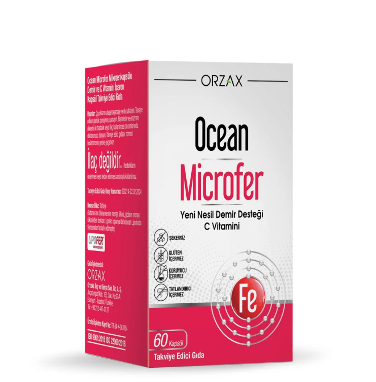 Orzax Ocean Microfer Demir ve C Vitamini 60 Kapsül