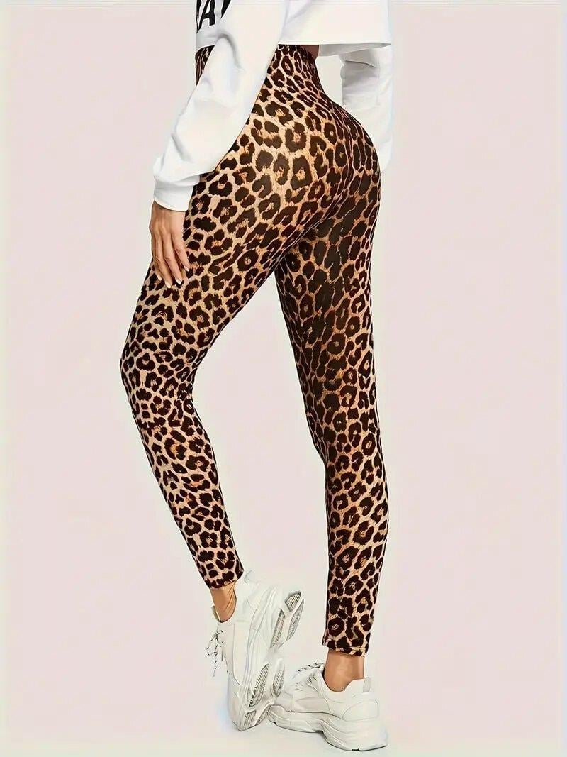 leopar desenli slim fit ince micro tayt