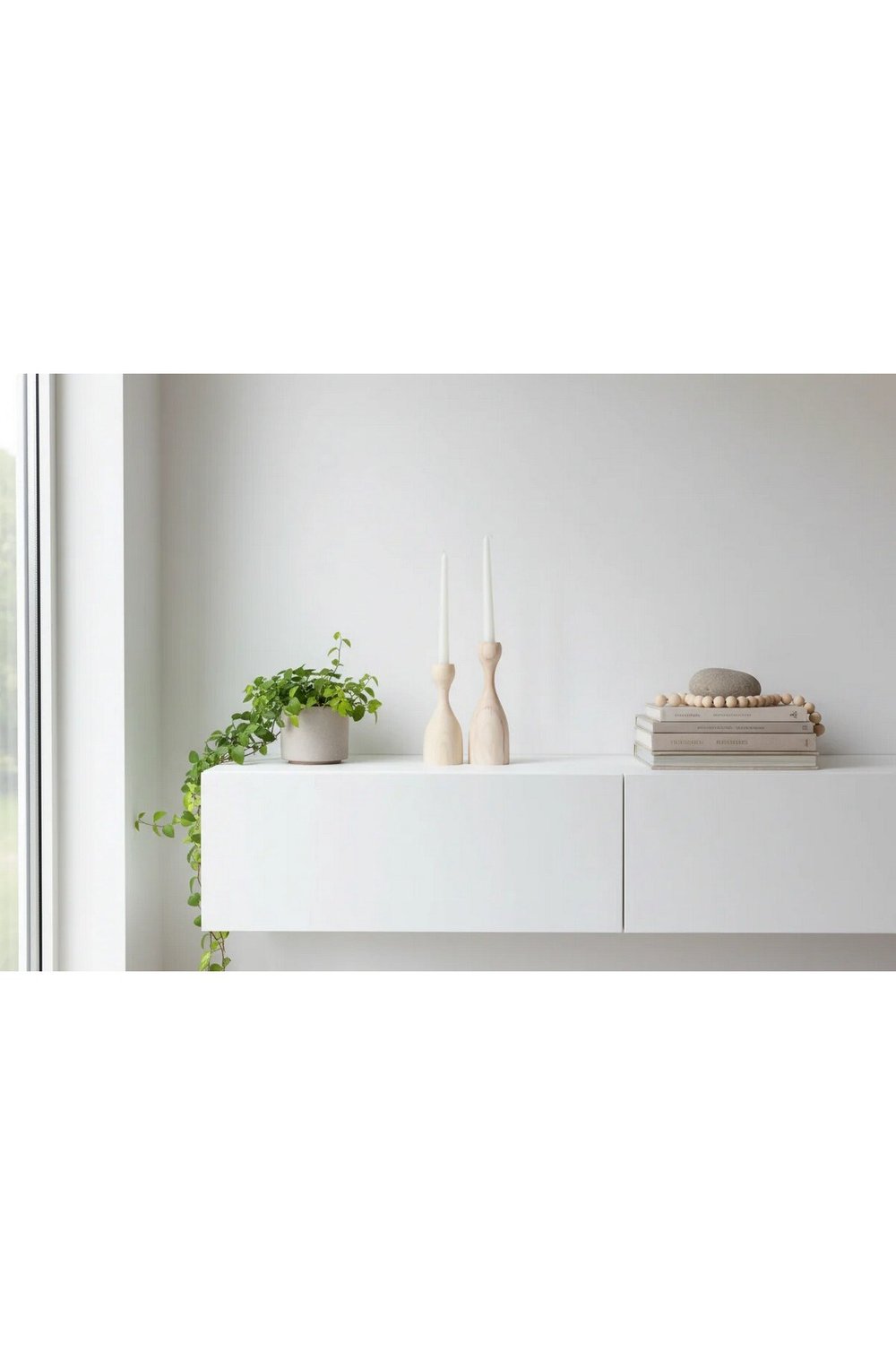( MUM 22 ) 2li El Yapımı Doğal Ahşap Vazo Şamdan Mumluk 14 cm Modern Dekoratif İskandinav Masif Mumluk