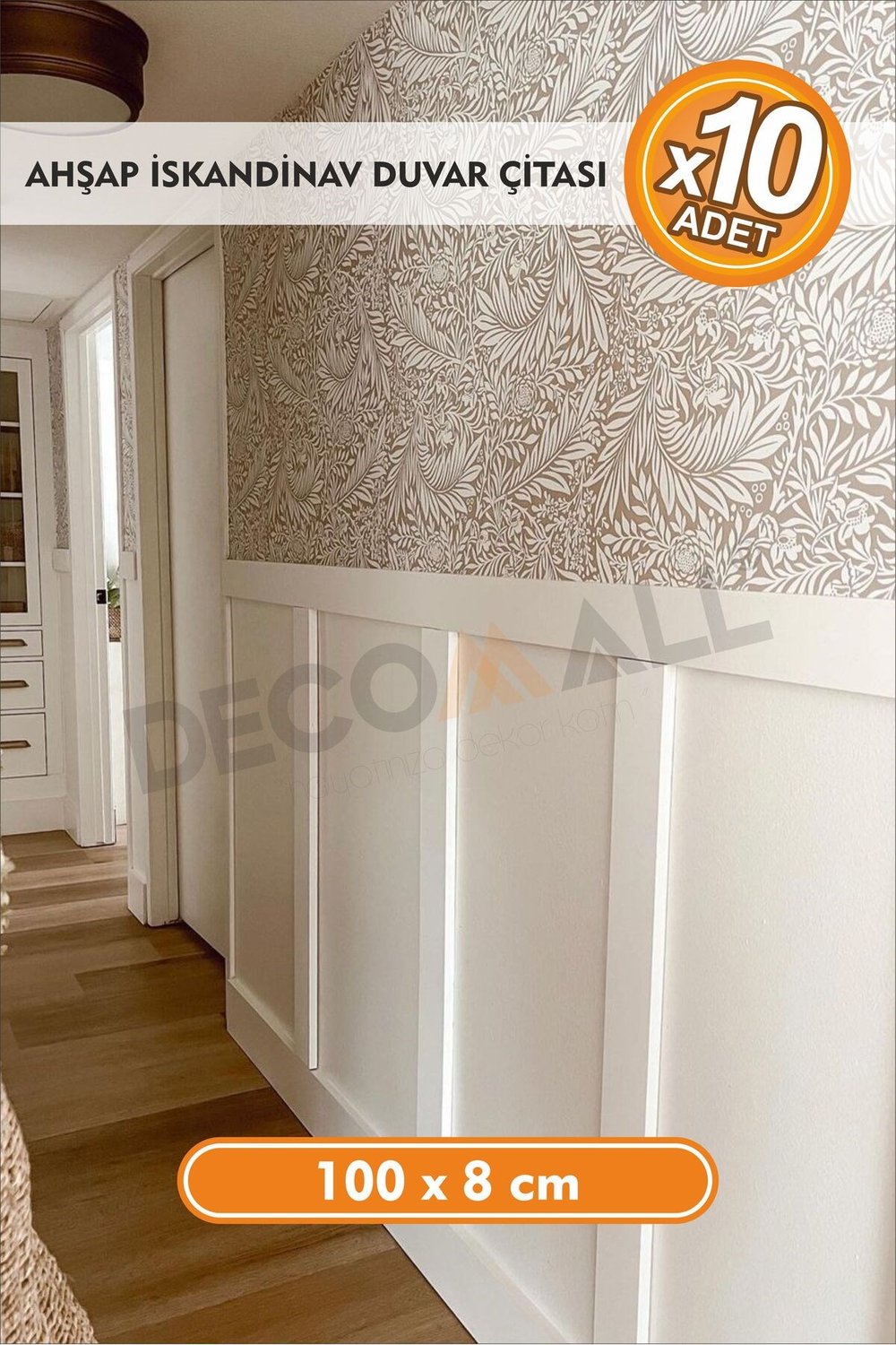 10 Adet 8 x 100 cm İskandinav Duvar Çitası Boyanabilir Dekorasyon Çitası Bohem Duvar Kaplama