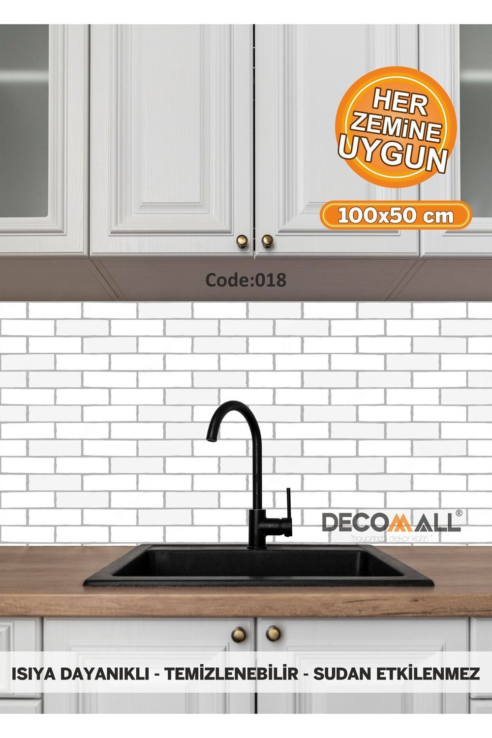 18 Code YAPIŞKANLI DESENLİ FOLYO DUVAR DOLAP MUTFAK TEZGAH ARASI FOLYO KAPLAMA(50x100cm)