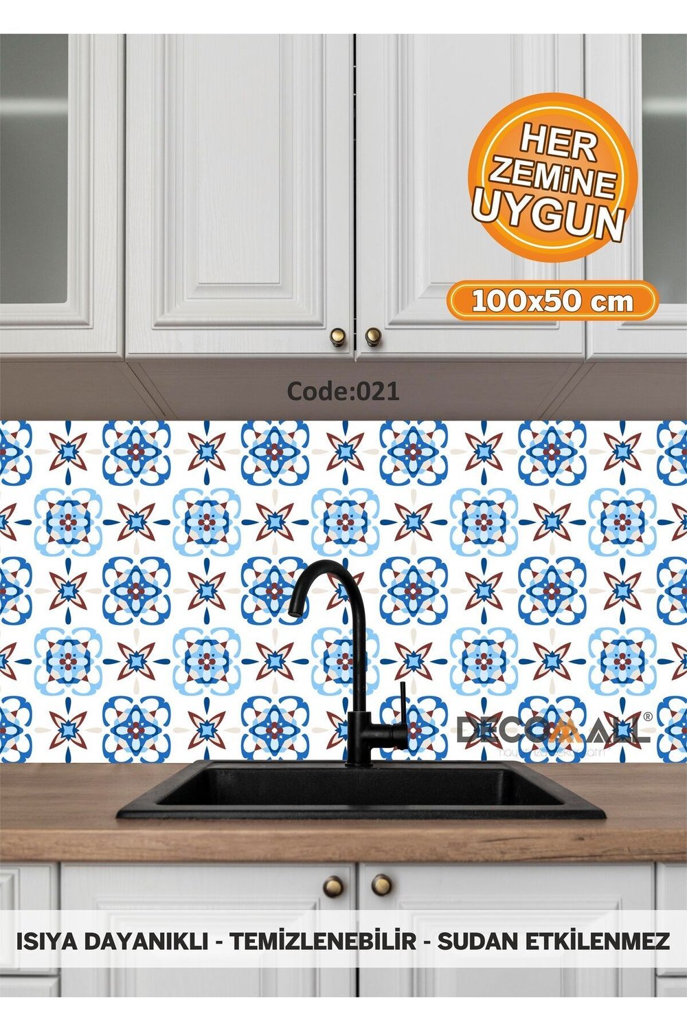 21 Code YAPIŞKANLI DESENLİ FOLYO DUVAR DOLAP MUTFAK TEZGAH ARASI FOLYO KAPLAMA(50x100cm)