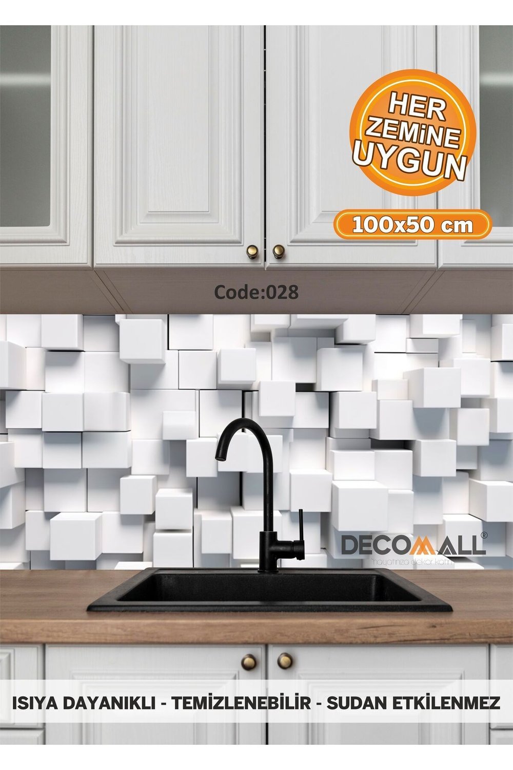 28 Code YAPIŞKANLI DESENLİ FOLYO DUVAR DOLAP MUTFAK TEZGAH ARASI FOLYO KAPLAMA(50x100cm)