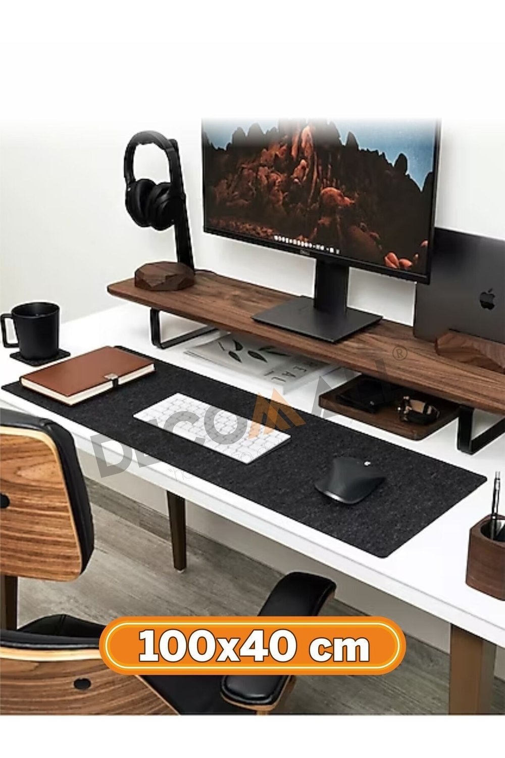 (40 x 100) Keçe Çalışma Masası Düzenleme Ve Oyuncu Mouse Pedi Masa Üstü Düzenleyici 40x100 Cm
