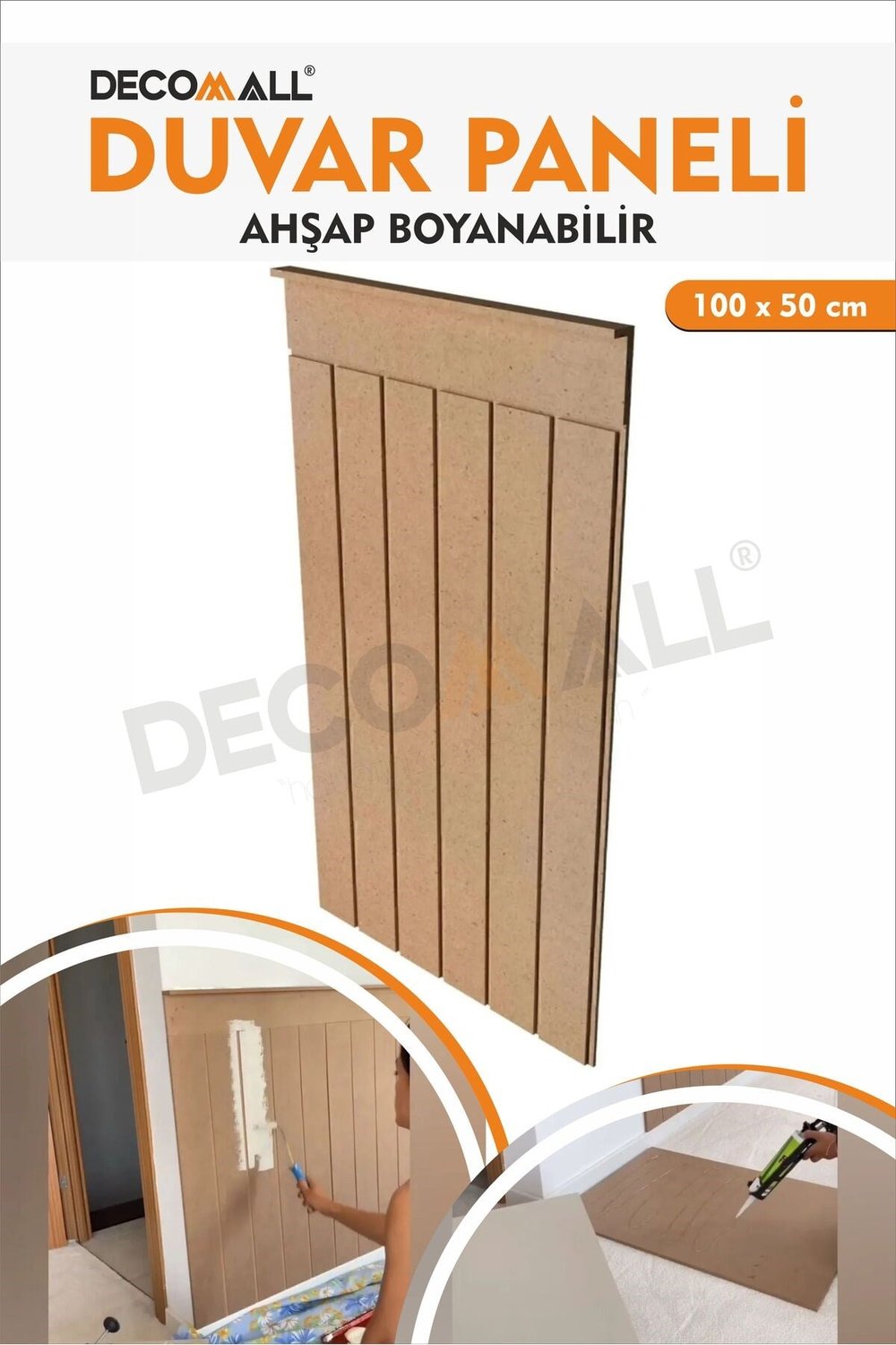 Ahşap Duvar Panel Kaplama Çita Kaplama Boyanabilir Dekoratif Panel 6mm 50 x 100 cm