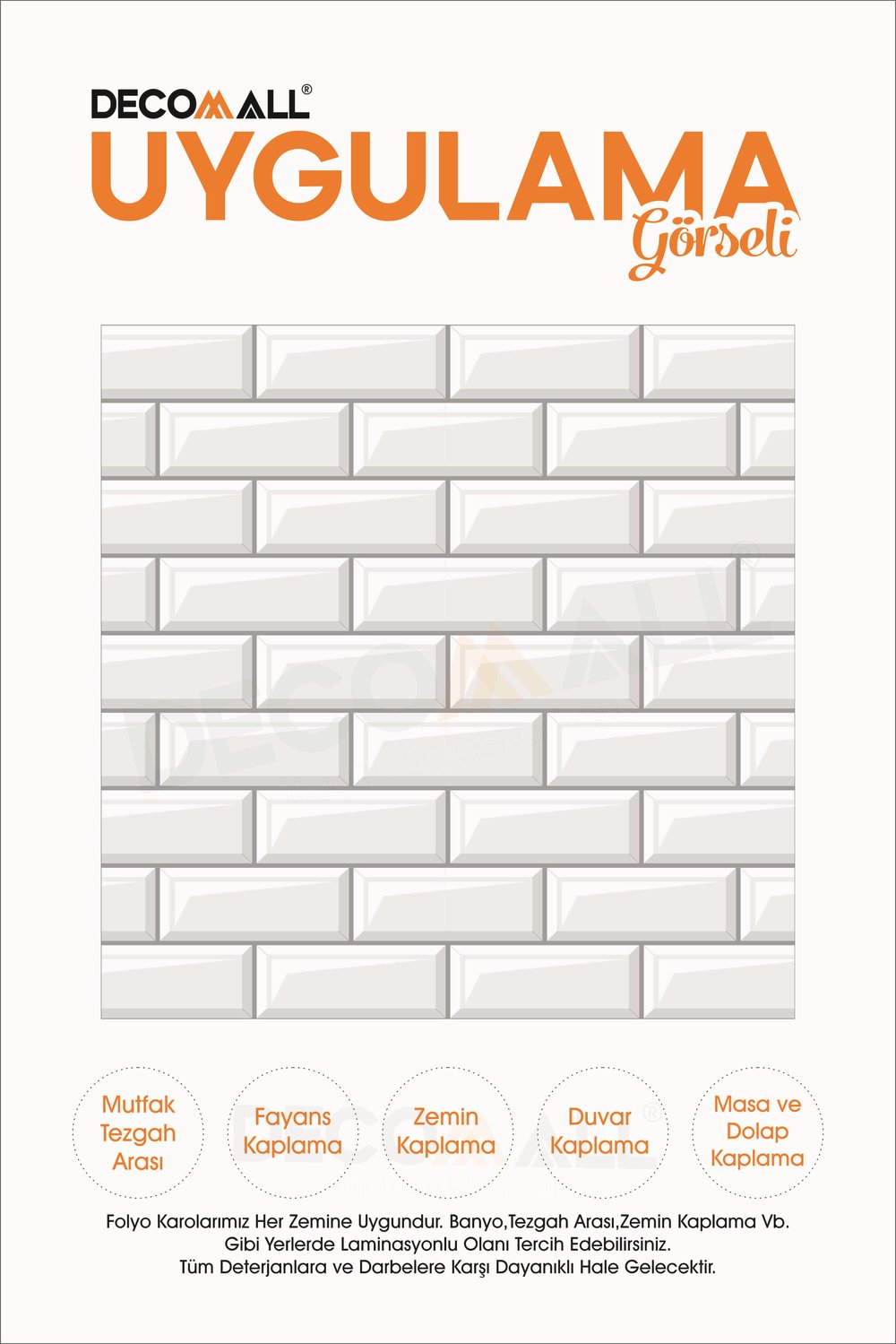 CodeK-6 Kendinden Yapışkanlı FOLYO KARO Suya Dayanıklı Mutfak Banyo Zemin Kaplama 30x30 Cm(4 ADET)