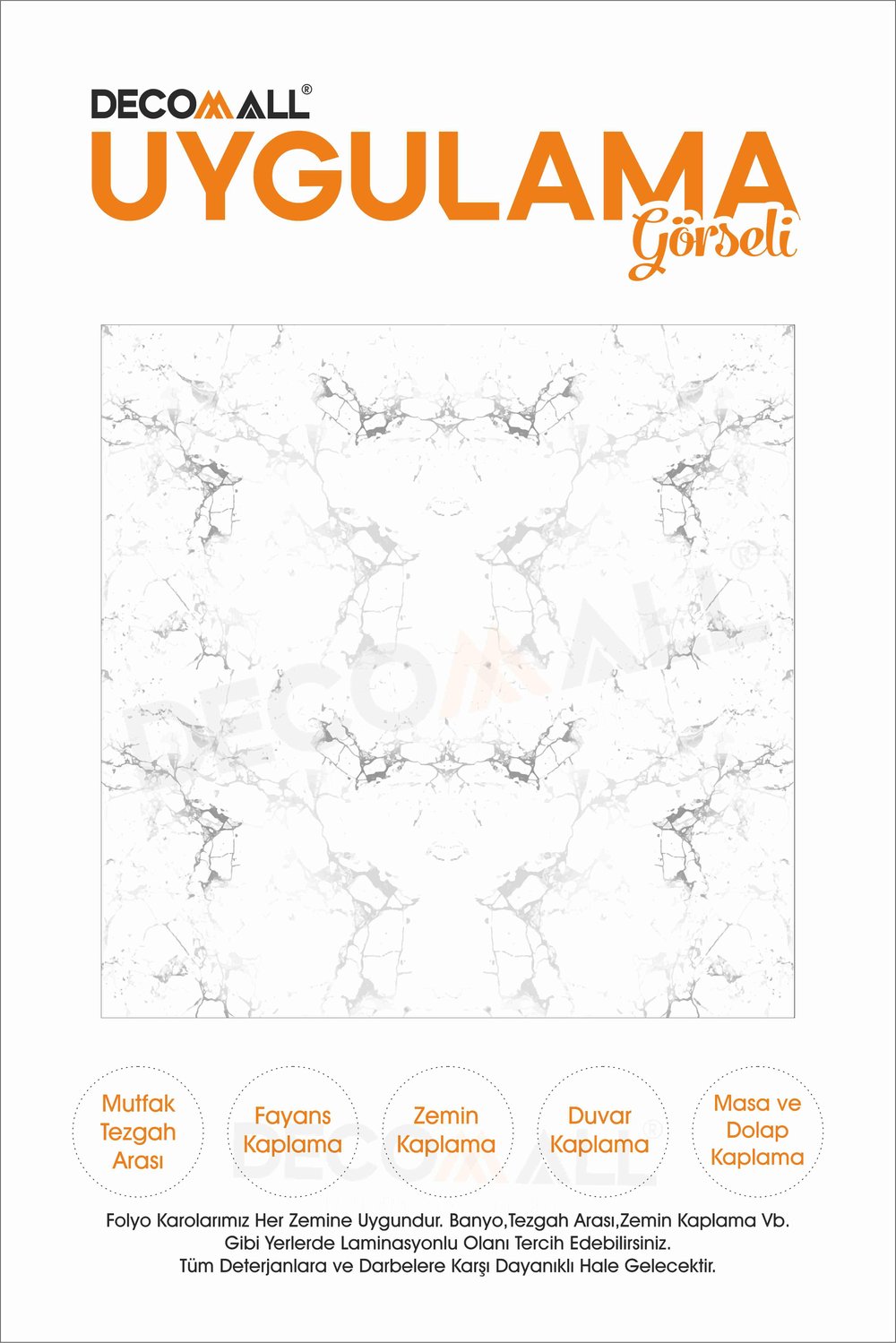 CodeK-9 Kendinden Yapışkanlı FOLYO KARO Suya Dayanıklı Mutfak Banyo Zemin Kaplama 30x30 Cm(4 ADET)