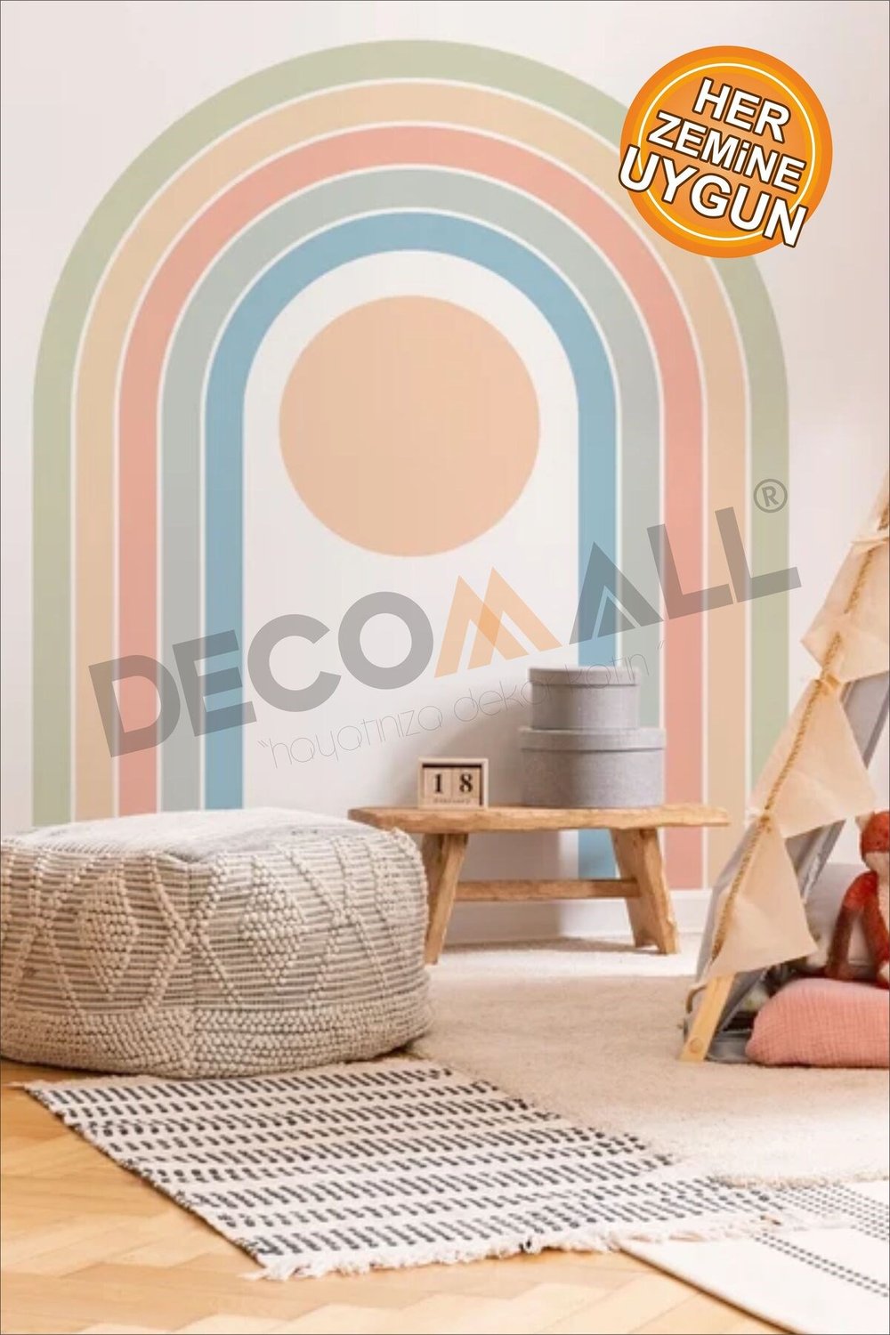 DS-27 BOHEM KEMER MİNİMALİST PİNTEREST GÖKKUŞAĞI ÇOCUK ODASI DUVAR STİCKERİ KENDİNDEN YAPIŞKANLI
