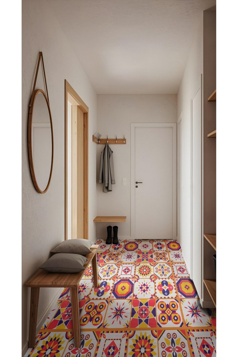 K-32 Kendinden Yapışkanlı FOLYO KARO Suya Dayanıklı Mutfak Banyo Zemin Kaplama 30x30 Cm(4 ADET)