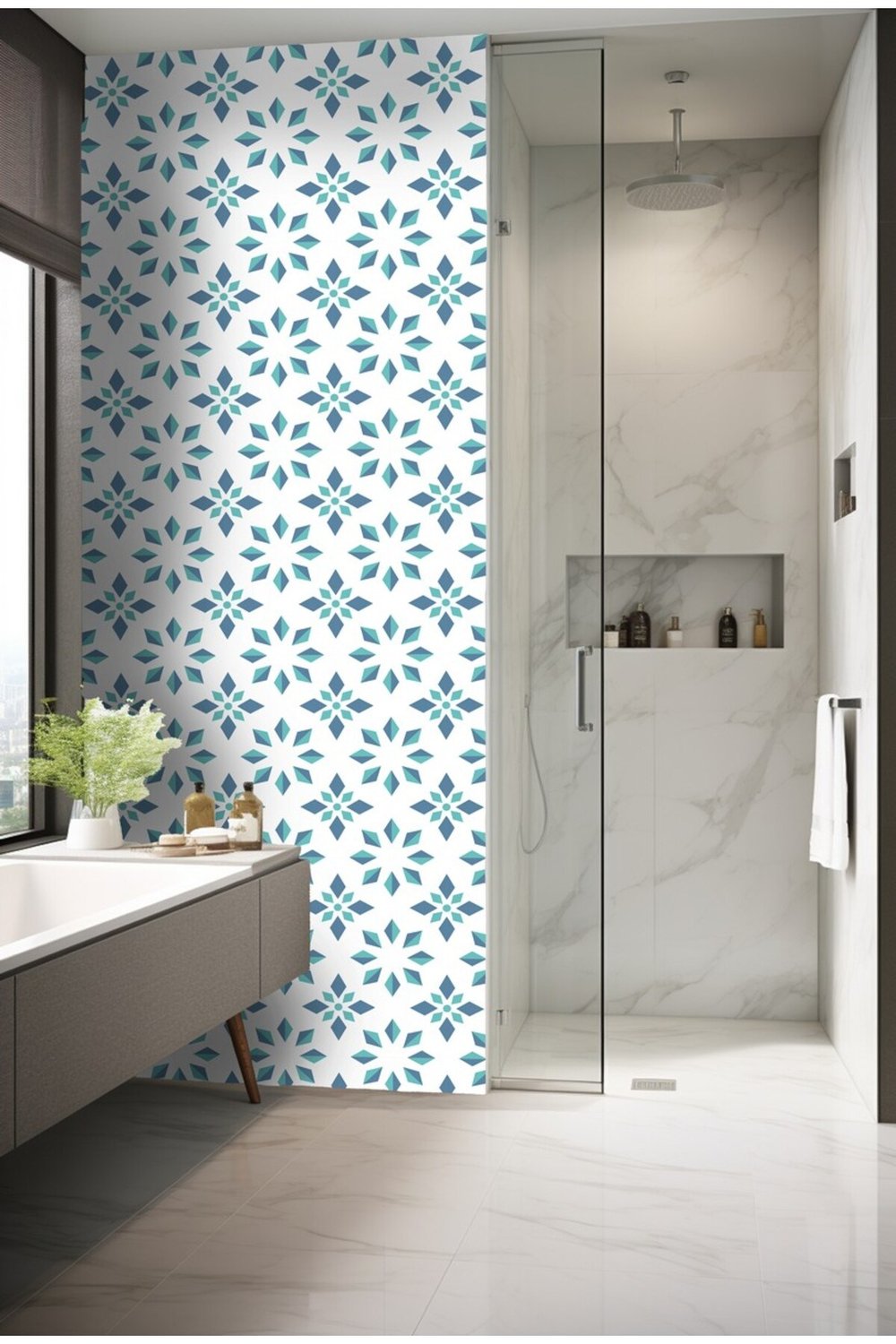 K-43 Kendinden Yapışkanlı FOLYO Suya Dayanıklı Mutfak Banyo Zemin Kaplama 30x30cm (Laminasyonlu)
