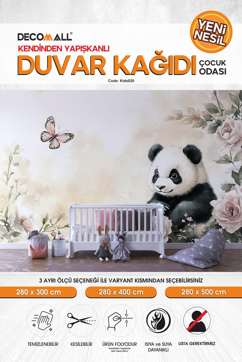 kids020 Yeni Nesil Kendinden Yapışkanlı Çocuk Odası Duvar Kağıdı Duvar Posteri Yapışkanlı 