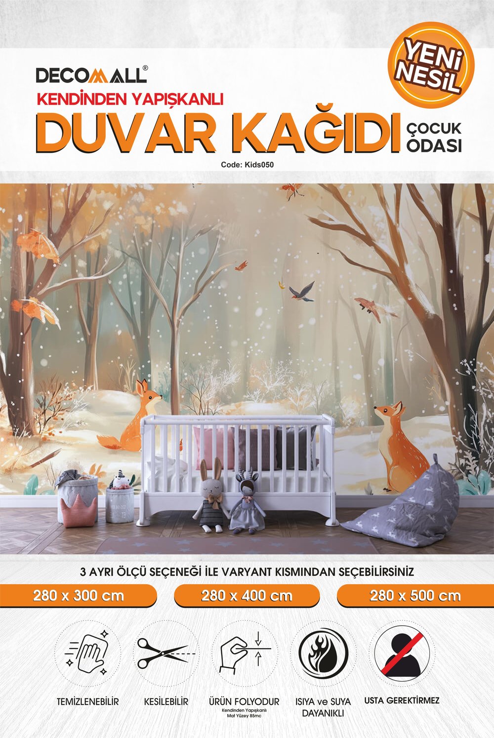 kids050 Yeni Nesil Kendinden Yapışkanlı Çocuk Odası Duvar Kağıdı Duvar Posteri Yapışkanlı 