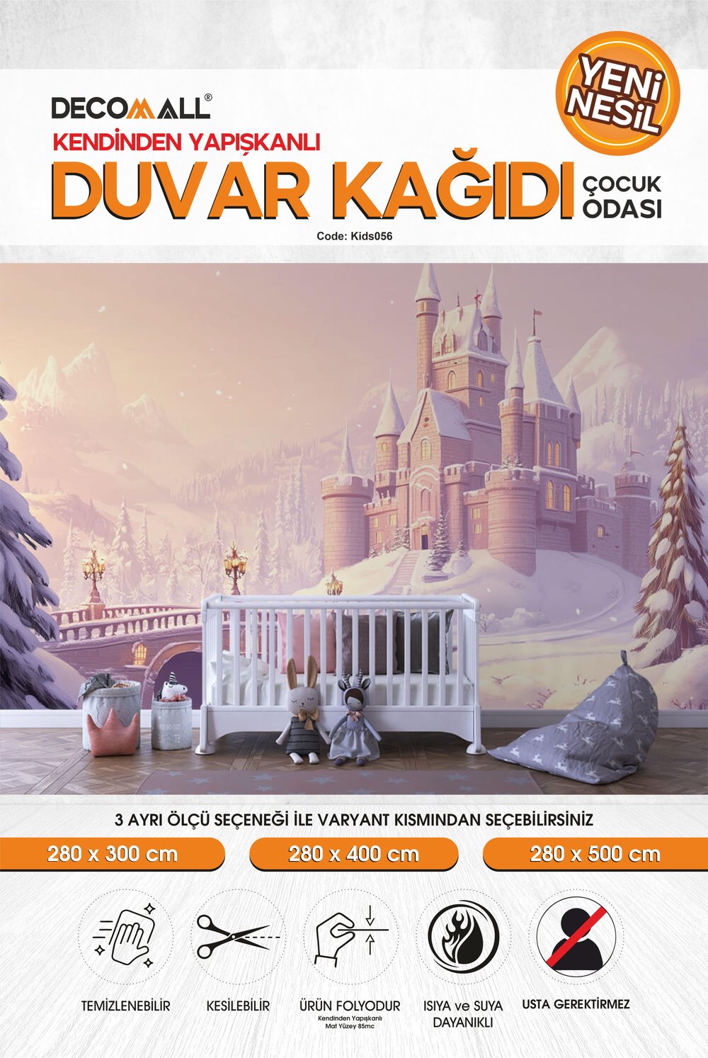kids056 Yeni Nesil Kendinden Yapışkanlı Çocuk Odası Duvar Kağıdı Duvar Posteri Yapışkanlı 