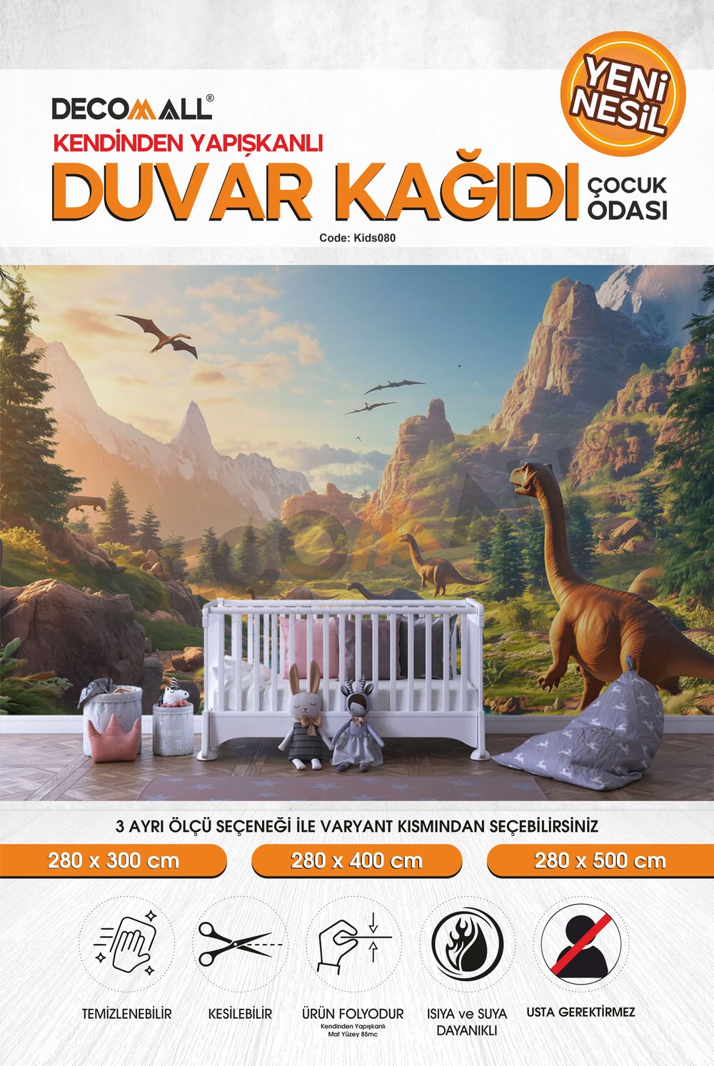 kids080 Yeni Nesil Kendinden Yapışkanlı Çocuk Odası Duvar Kağıdı Duvar Posteri Yapışkanlı 