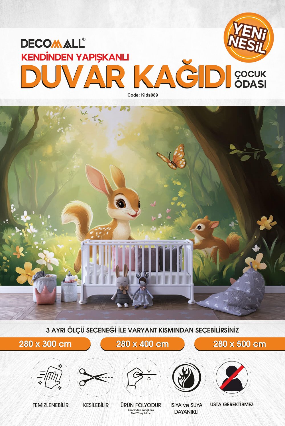 kids089 Yeni Nesil Kendinden Yapışkanlı Çocuk Odası Duvar Kağıdı Duvar Posteri Yapışkanlı 