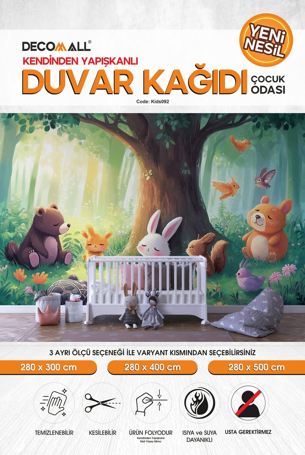 kids092 Yeni Nesil Kendinden Yapışkanlı Çocuk Odası Duvar Kağıdı Duvar Posteri Yapışkanlı 